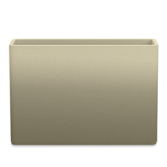 Avila Extra Large Rectangular Planter - Stacks - Mossy Glen OMB1 - rectangular planter with fine horizontal ribbed texture, 3D printed concrete, modern minimal design