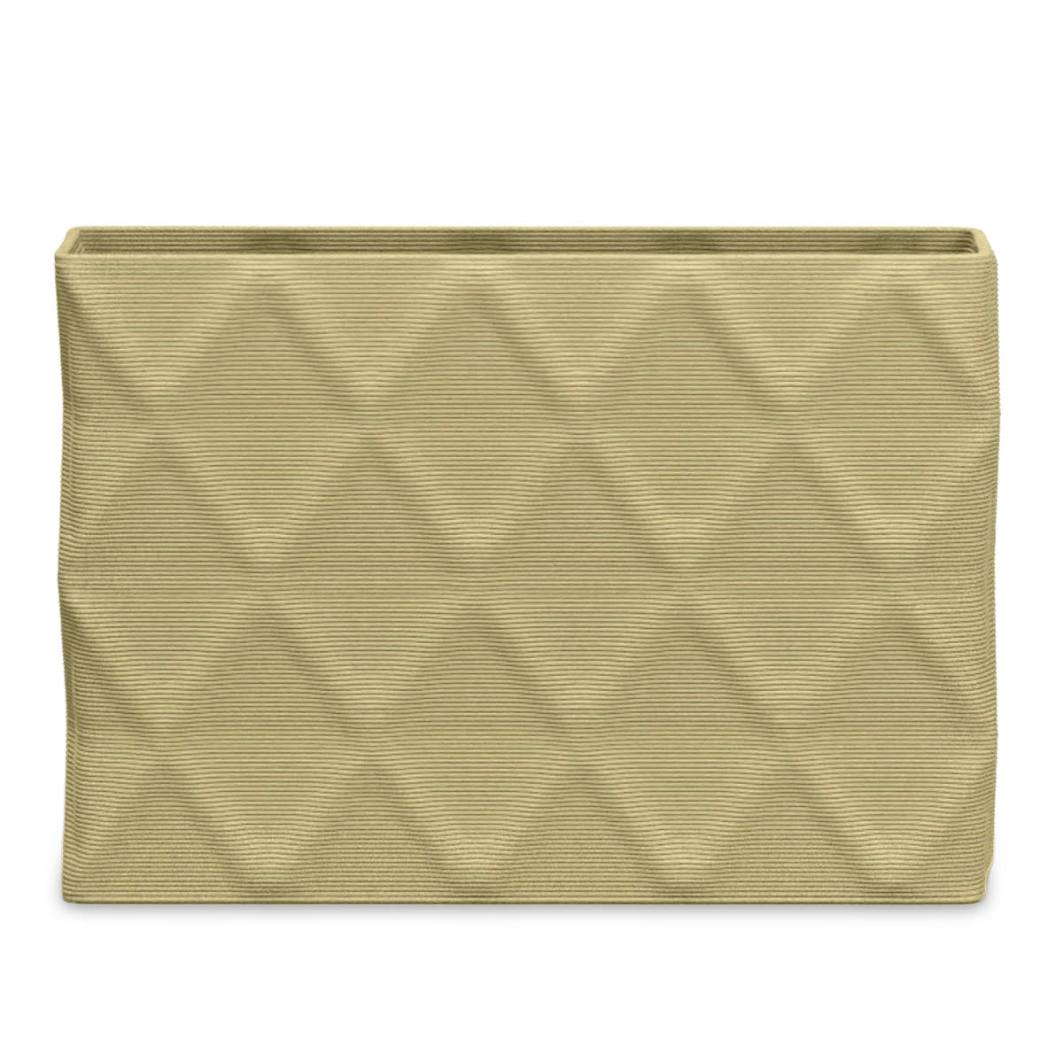 Avila Extra Large Rectangular Planter - Diamond 1 - Golden Olive - sculptural rectangular planter with faceted diamond relief texture, 3D printed concrete, modern artistic design