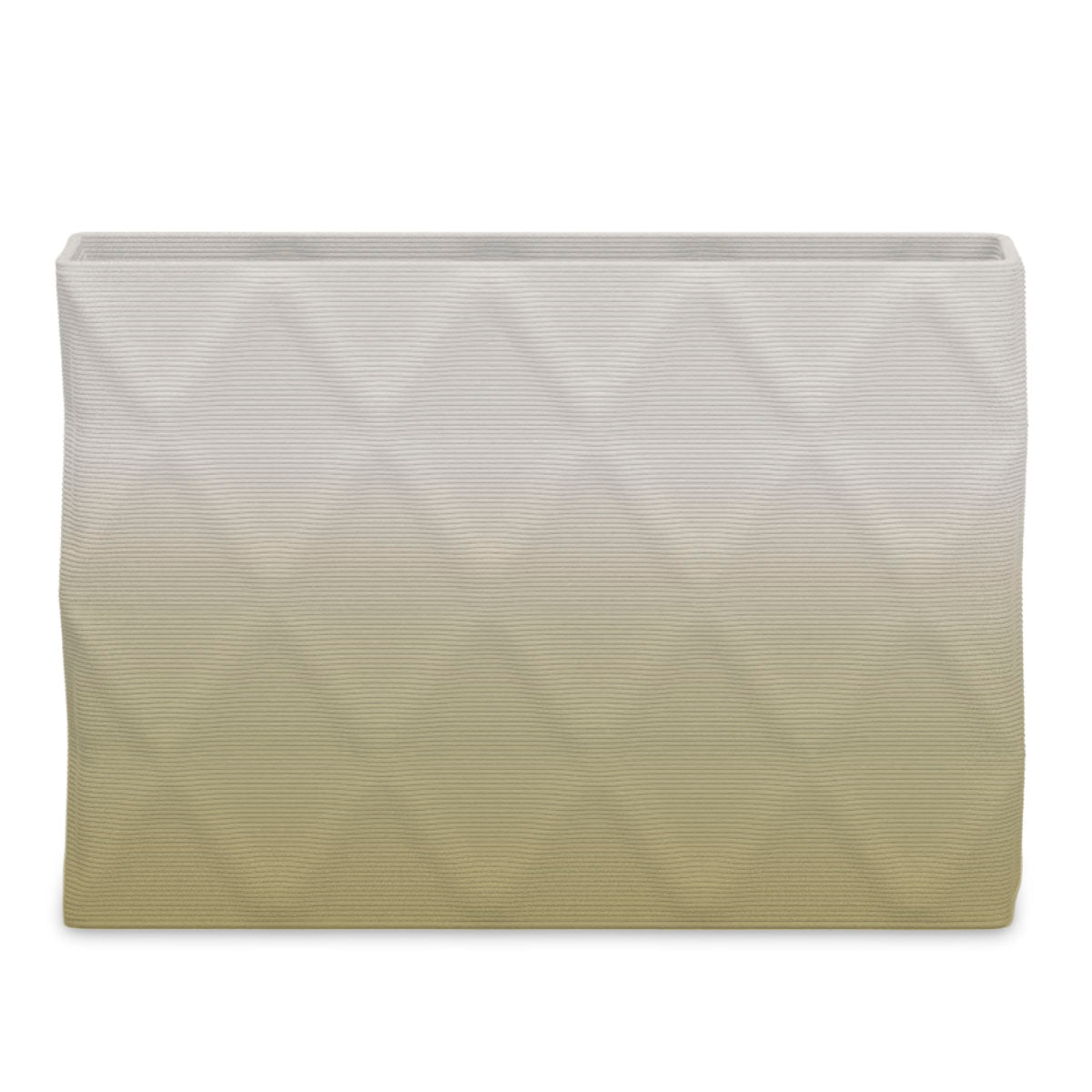 Avila Extra Large Rectangular Planter - Diamond 1 - Golden Olive OMB2 - sculptural rectangular planter with faceted diamond relief texture, 3D printed concrete, modern artistic design