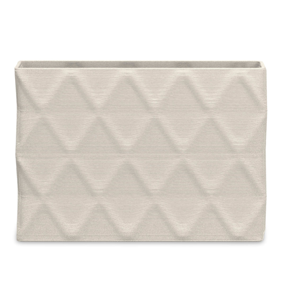 Avila Extra Large Rectangular Planter - Diamond 1 - Limestone Veil - sculptural rectangular planter with faceted diamond relief texture, 3D printed concrete, modern artistic design