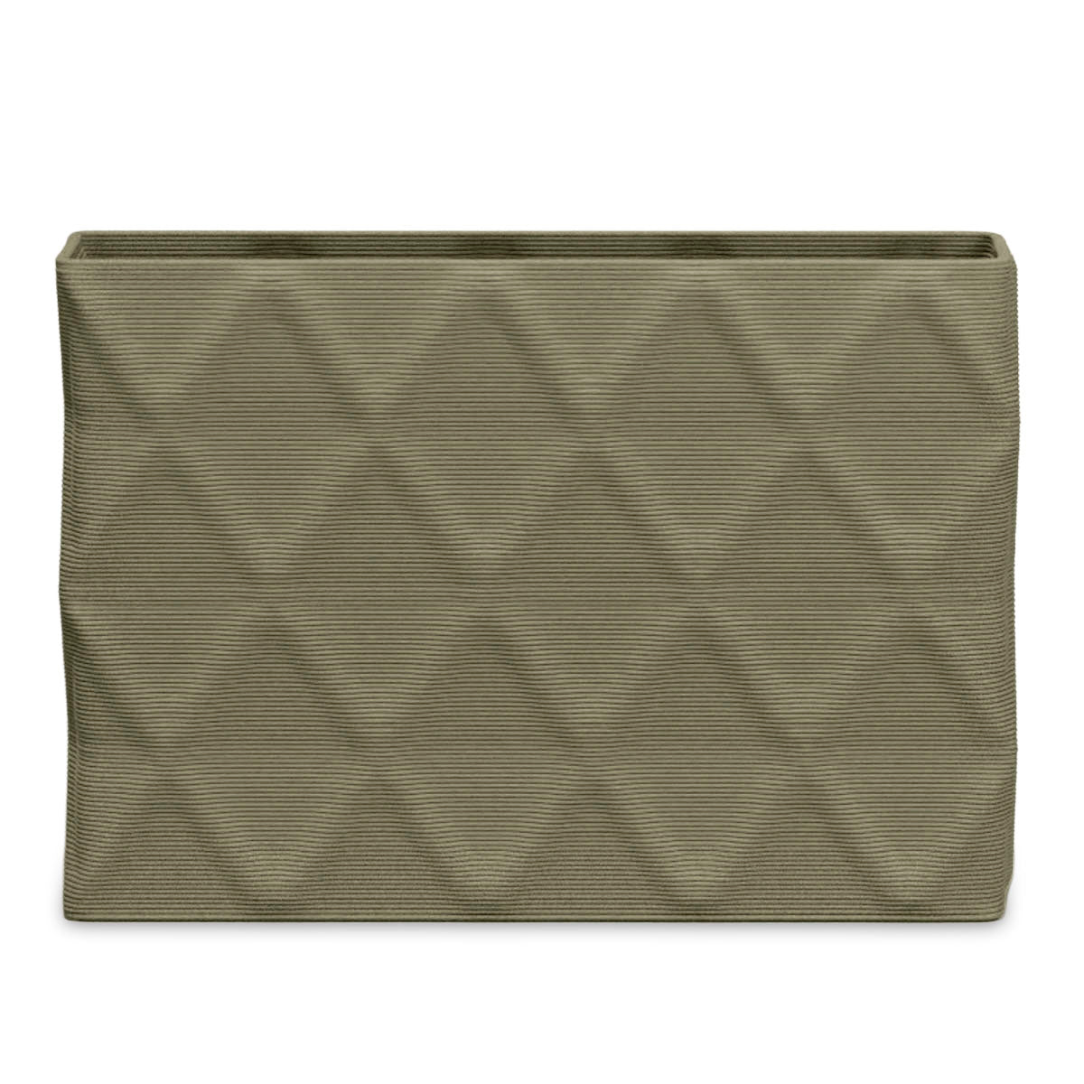 Avila Extra Large Rectangular Planter - Diamond 1 - Mossy Glen - sculptural rectangular planter with faceted diamond relief texture, 3D printed concrete, modern artistic design