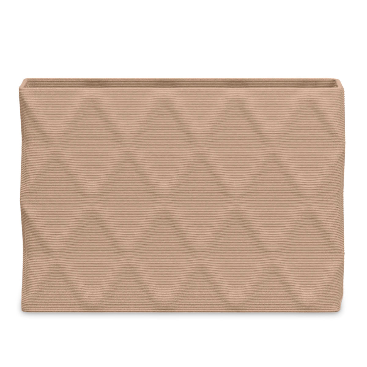 Avila Extra Large Rectangular Planter - Diamond 1 - Sandy Bluff - sculptural rectangular planter with faceted diamond relief texture, 3D printed concrete, modern artistic design