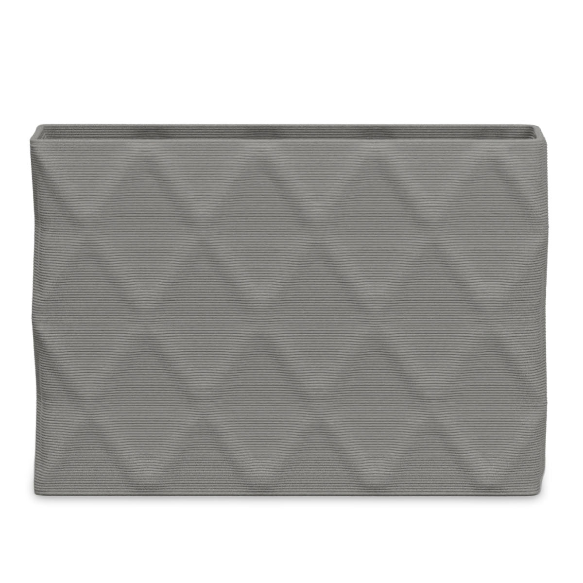 Avila Extra Large Rectangular Planter - Diamond 1 - Silver Mist - sculptural rectangular planter with faceted diamond relief texture, 3D printed concrete, modern artistic design