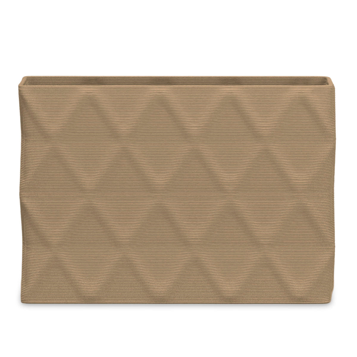 Avila Extra Large Rectangular Planter - Diamond 1 - Toasted Almond - sculptural rectangular planter with faceted diamond relief texture, 3D printed concrete, modern artistic design