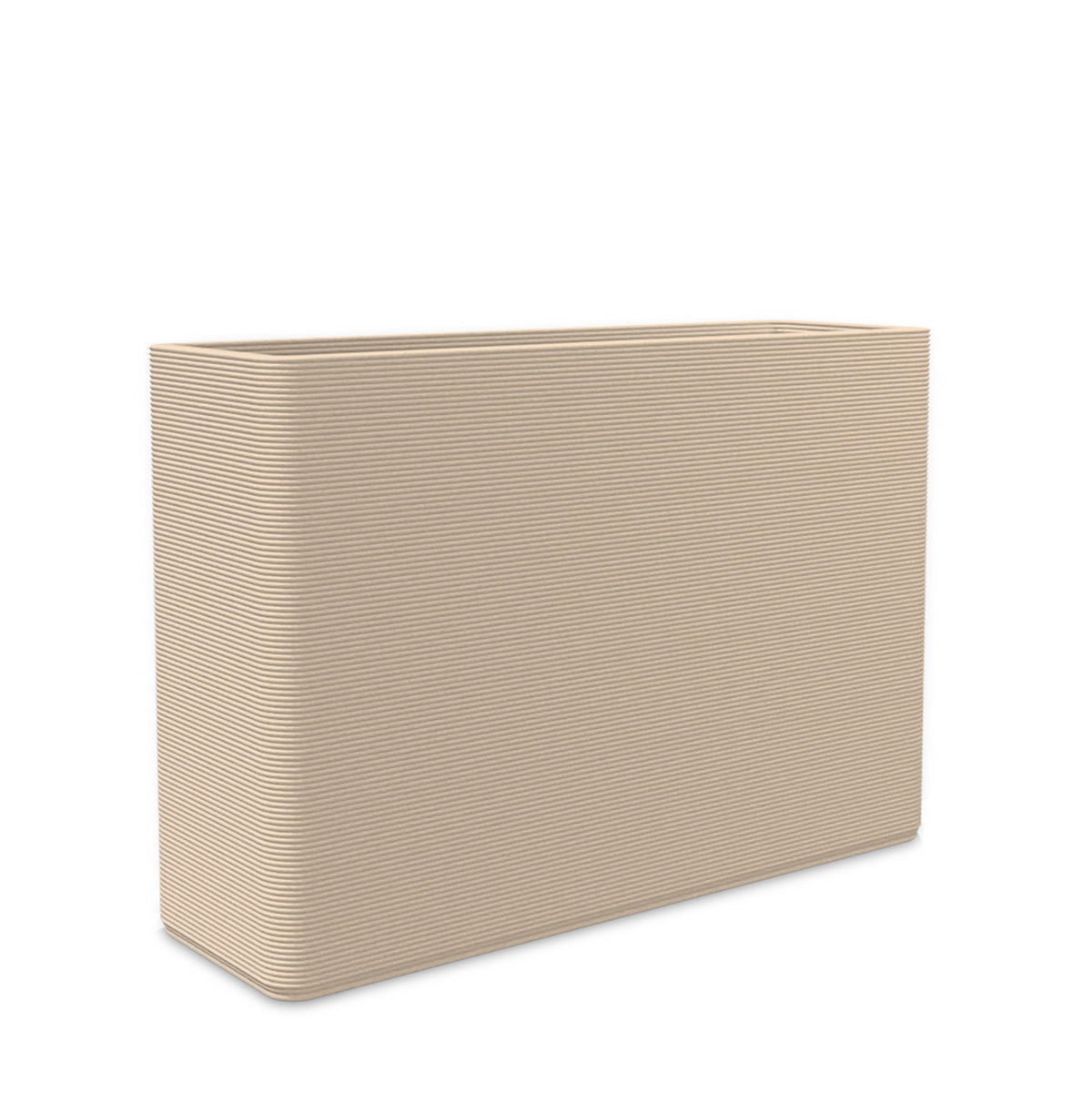 Avila Large Rectangular Planter - Stacks - Desert Dawn - rectangular planter with fine horizontal ribbed texture, 3D printed concrete, modern minimal design