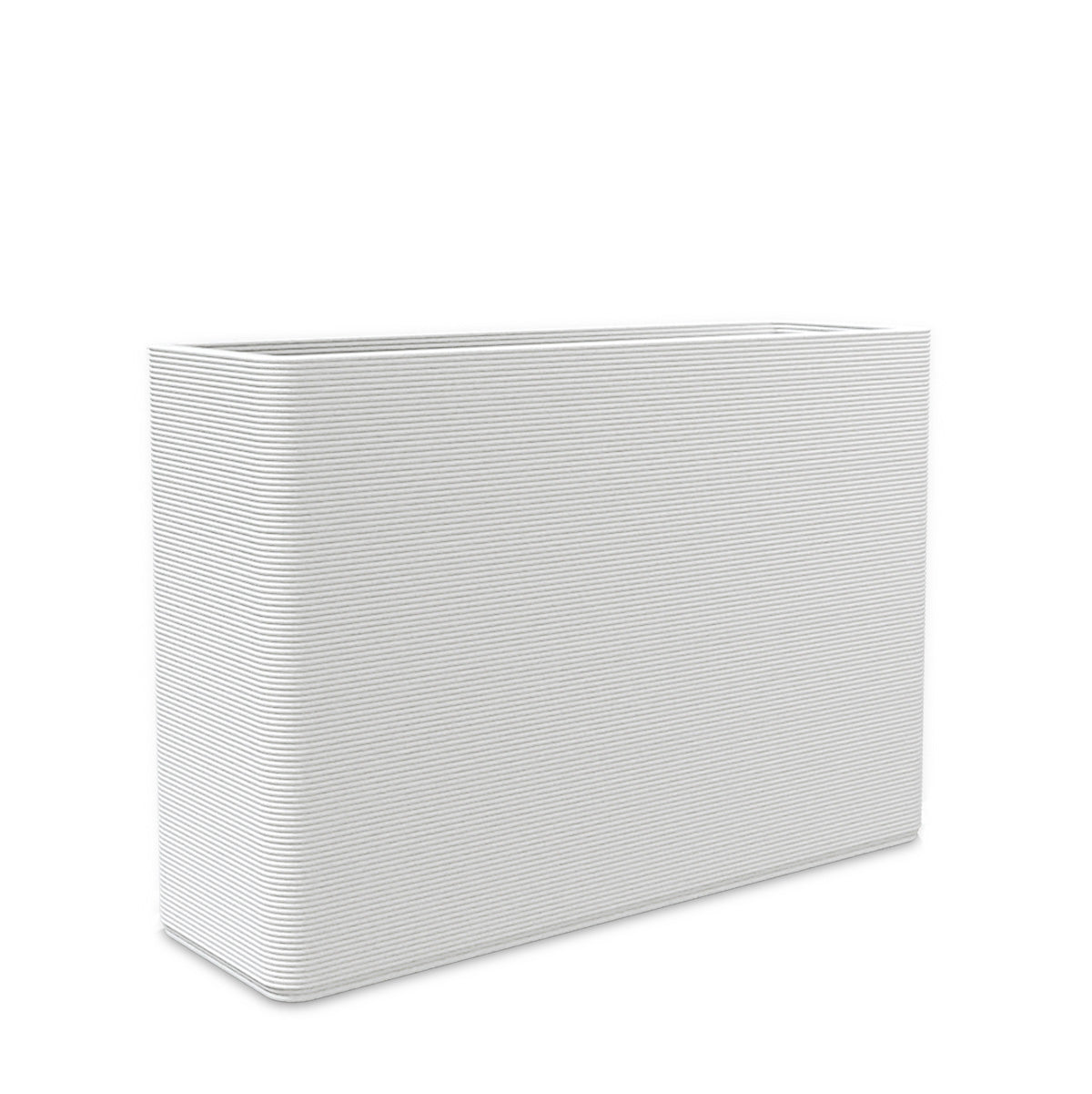 Avila Large Rectangular Planter - Stacks - Glacial Mist - rectangular planter with fine horizontal ribbed texture, 3D printed concrete, modern minimal design