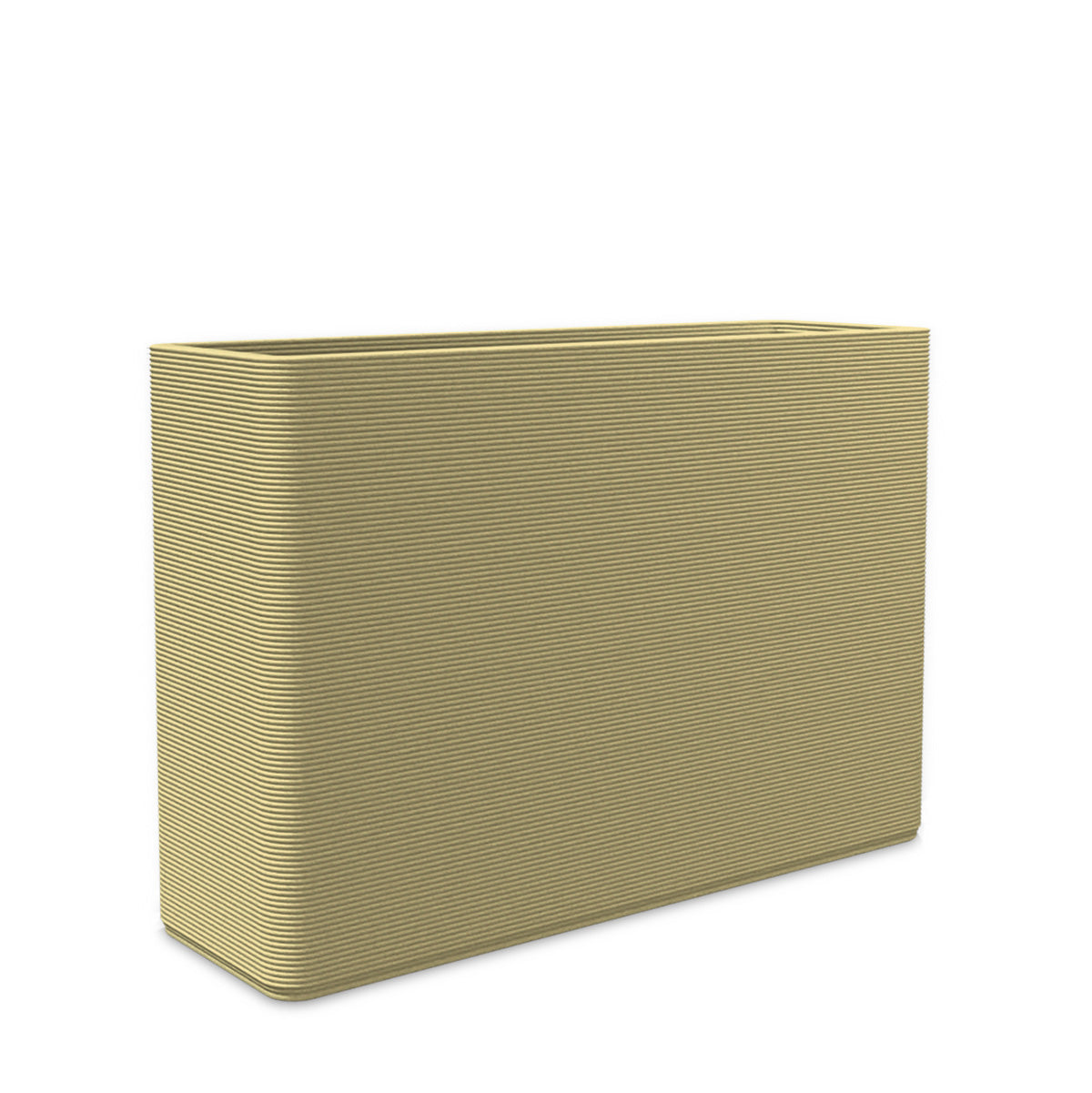 Avila Large Rectangular Planter - Stacks - Golden Olive - rectangular planter with fine horizontal ribbed texture, 3D printed concrete, modern minimal design