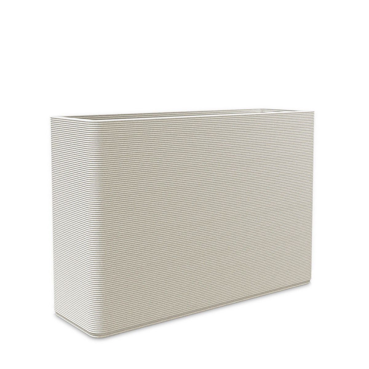 Avila Large Rectangular Planter - Stacks - Limestone Veil - rectangular planter with fine horizontal ribbed texture, 3D printed concrete, modern minimal design
