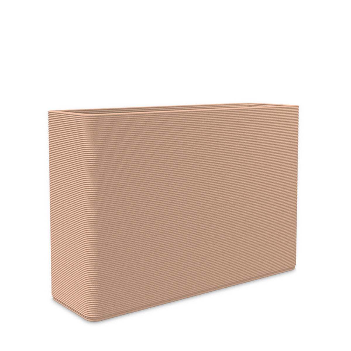 Avila Large Rectangular Planter - Stacks - Sandy Bluff - rectangular planter with fine horizontal ribbed texture, 3D printed concrete, modern minimal design