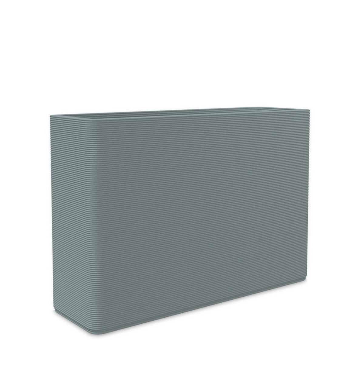Avila Large Rectangular Planter - Stacks - Seafoam Slate - rectangular planter with fine horizontal ribbed texture, 3D printed concrete, modern minimal design