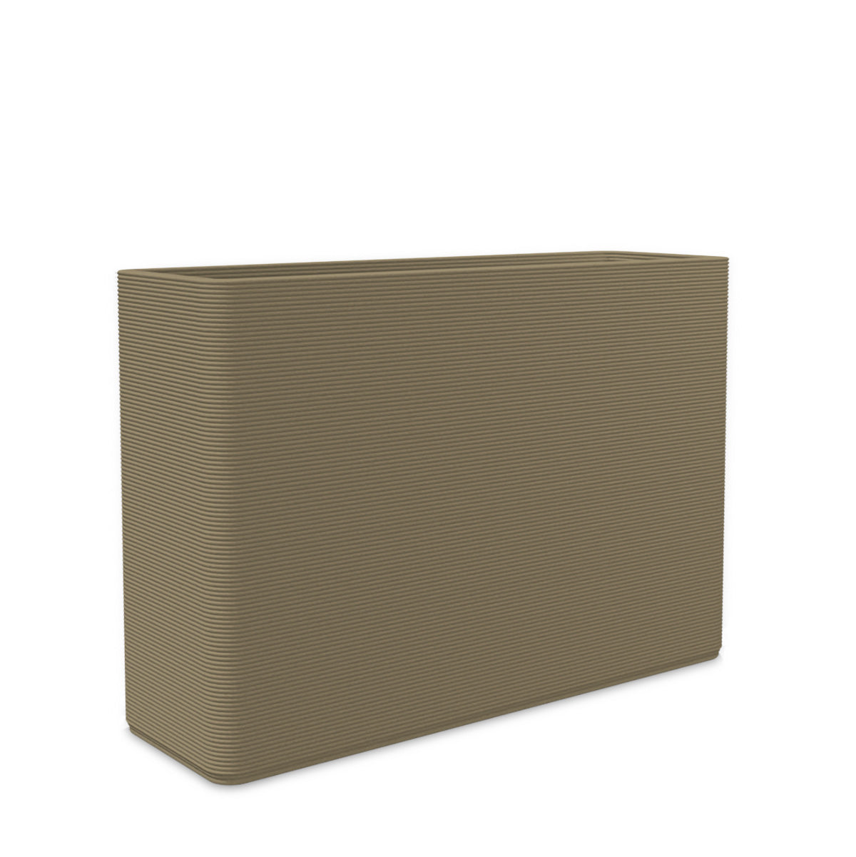 Avila Large Rectangular Planter - Stacks - Savanna Clay - rectangular planter with fine horizontal ribbed texture, 3D printed concrete, modern minimal design