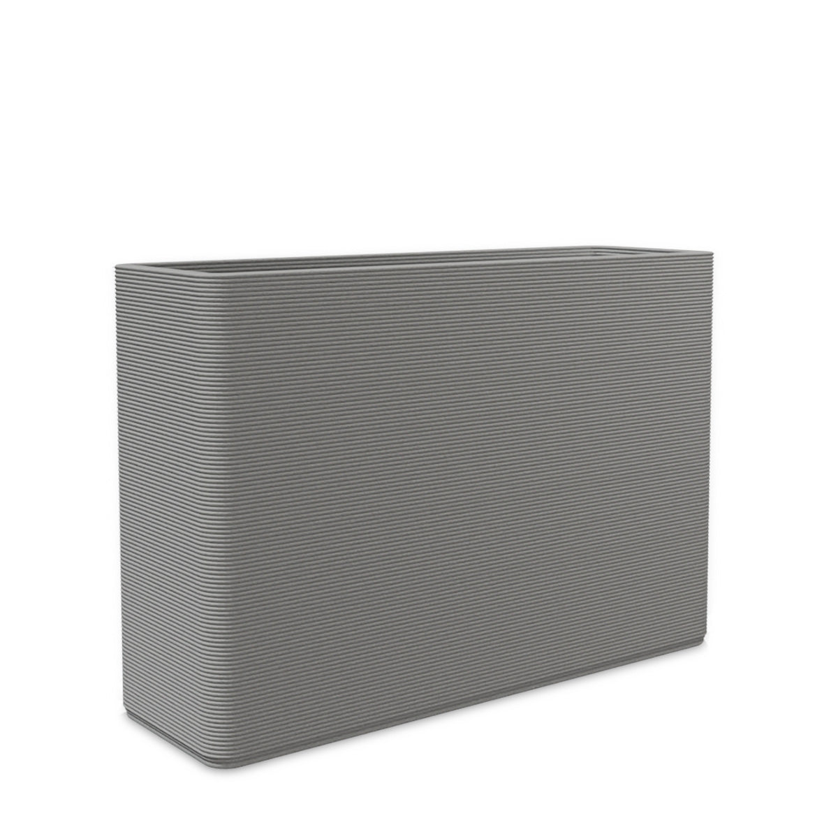 Avila Large Rectangular Planter - Stacks - Silver Mist - rectangular planter with fine horizontal ribbed texture, 3D printed concrete, modern minimal design