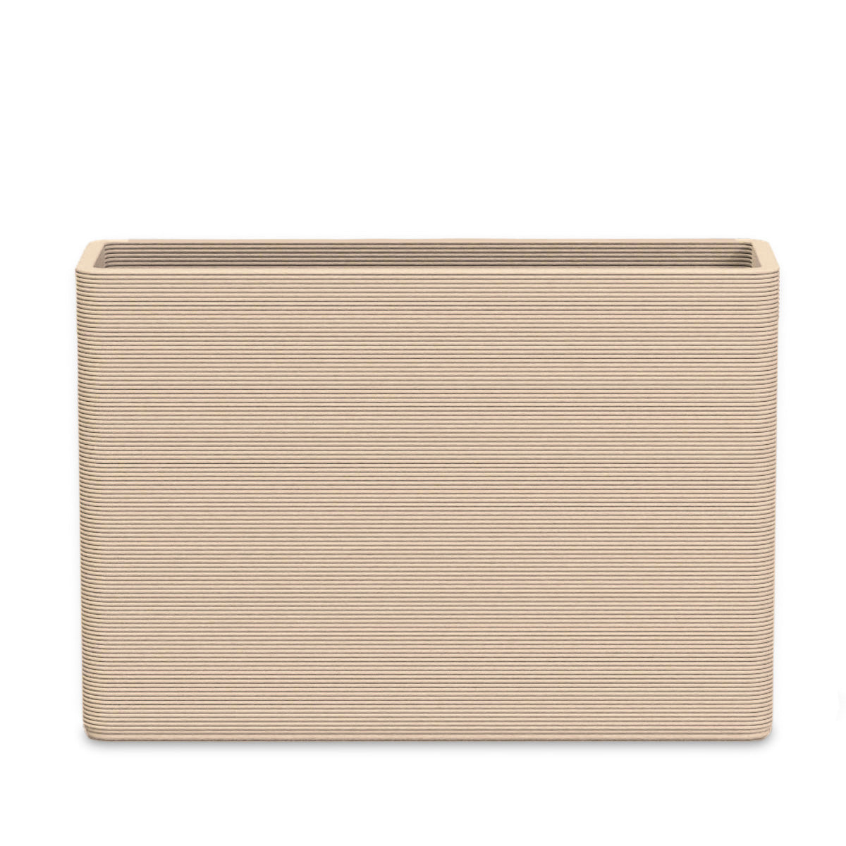 Avila Large Rectangular Planter - Stacks - Desert Dawn - rectangular planter with fine horizontal ribbed texture, 3D printed concrete, modern minimal design