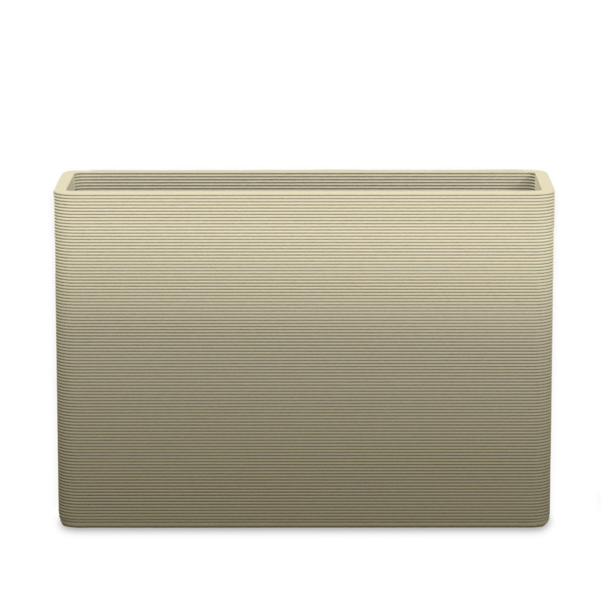 Avila Large Rectangular Planter - Stacks - Mossy Glen OMB1 - rectangular planter with fine horizontal ribbed texture, 3D printed concrete, modern minimal design