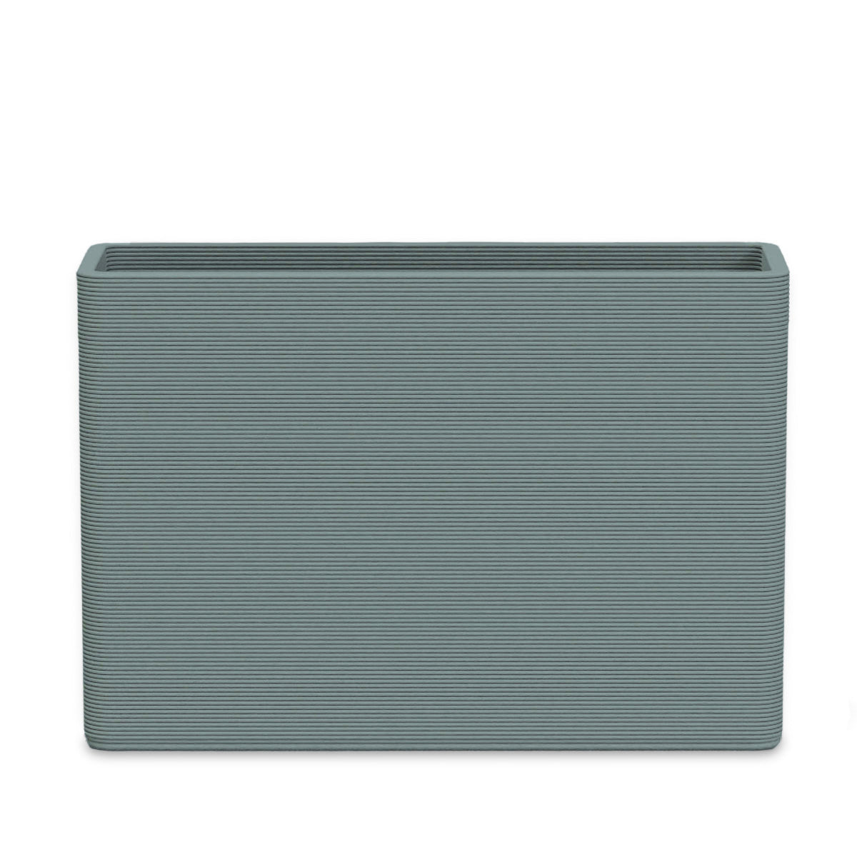 Avila Large Rectangular Planter - Stacks - Seafoam Slate - rectangular planter with fine horizontal ribbed texture, 3D printed concrete, modern minimal design