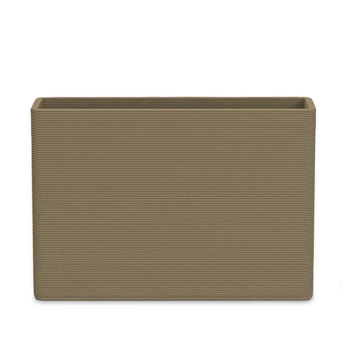 Avila Large Rectangular Planter - Stacks - Savanna Clay - rectangular planter with fine horizontal ribbed texture, 3D printed concrete, modern minimal design