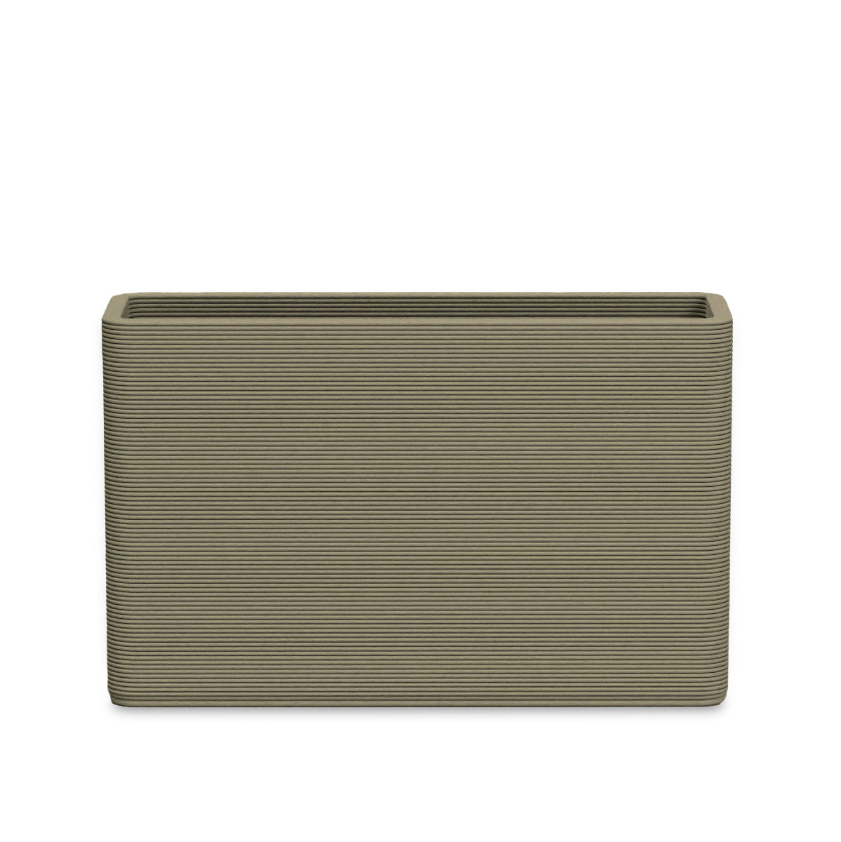Avila Medium Rectangular Planter - Stacks - Mossy Glen - rectangular planter with fine horizontal ribbed texture, 3D printed concrete, modern minimal design