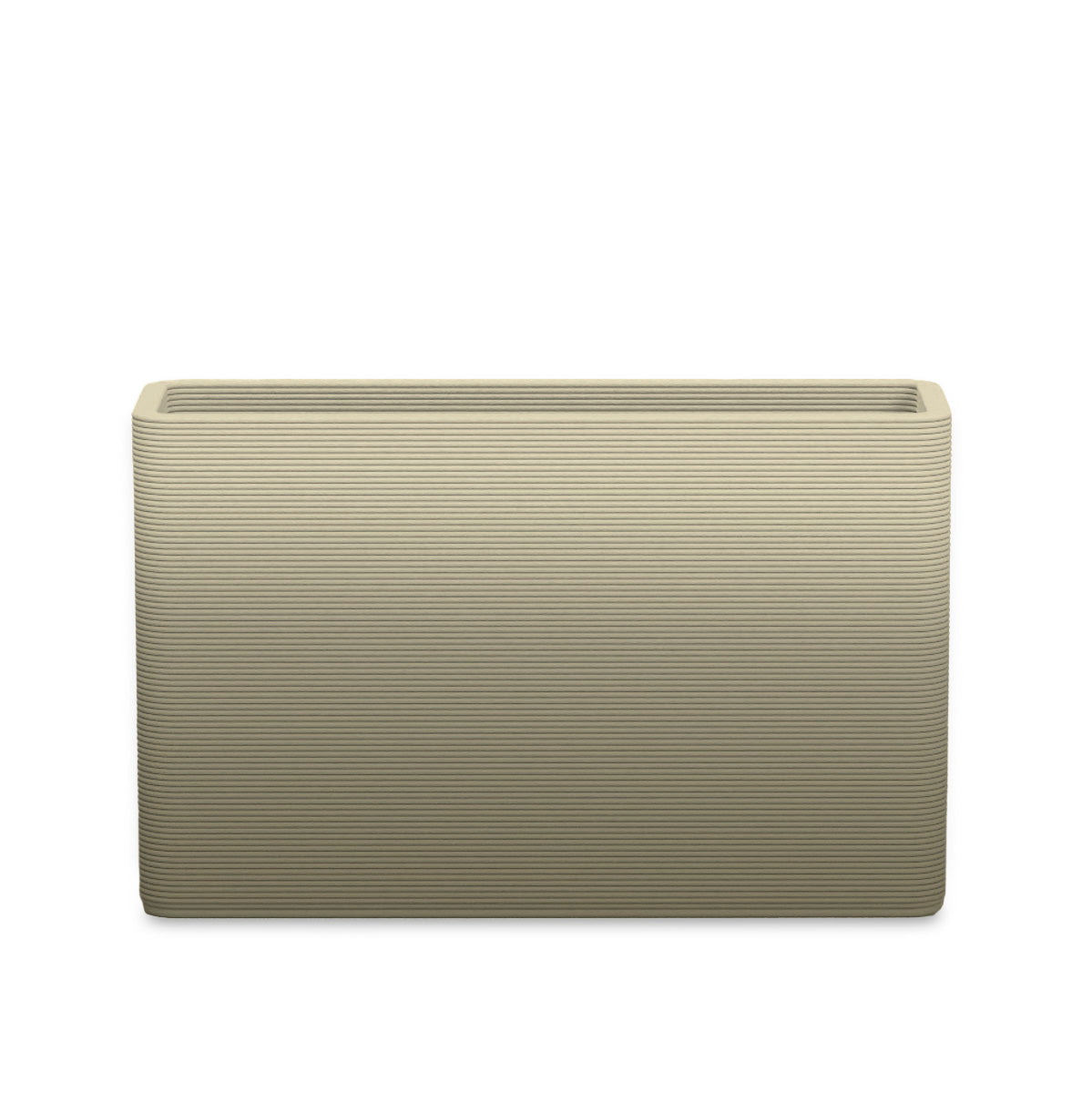 Avila Medium Rectangular Planter - Stacks - Mossy Glen OMB1 - rectangular planter with fine horizontal ribbed texture, 3D printed concrete, modern minimal design
