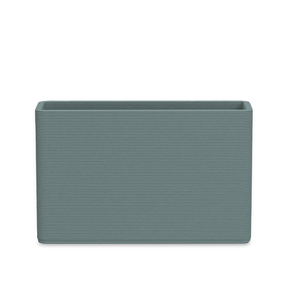Avila Medium Rectangular Planter - Stacks - Seafoam Slate - rectangular planter with fine horizontal ribbed texture, 3D printed concrete, modern minimal design
