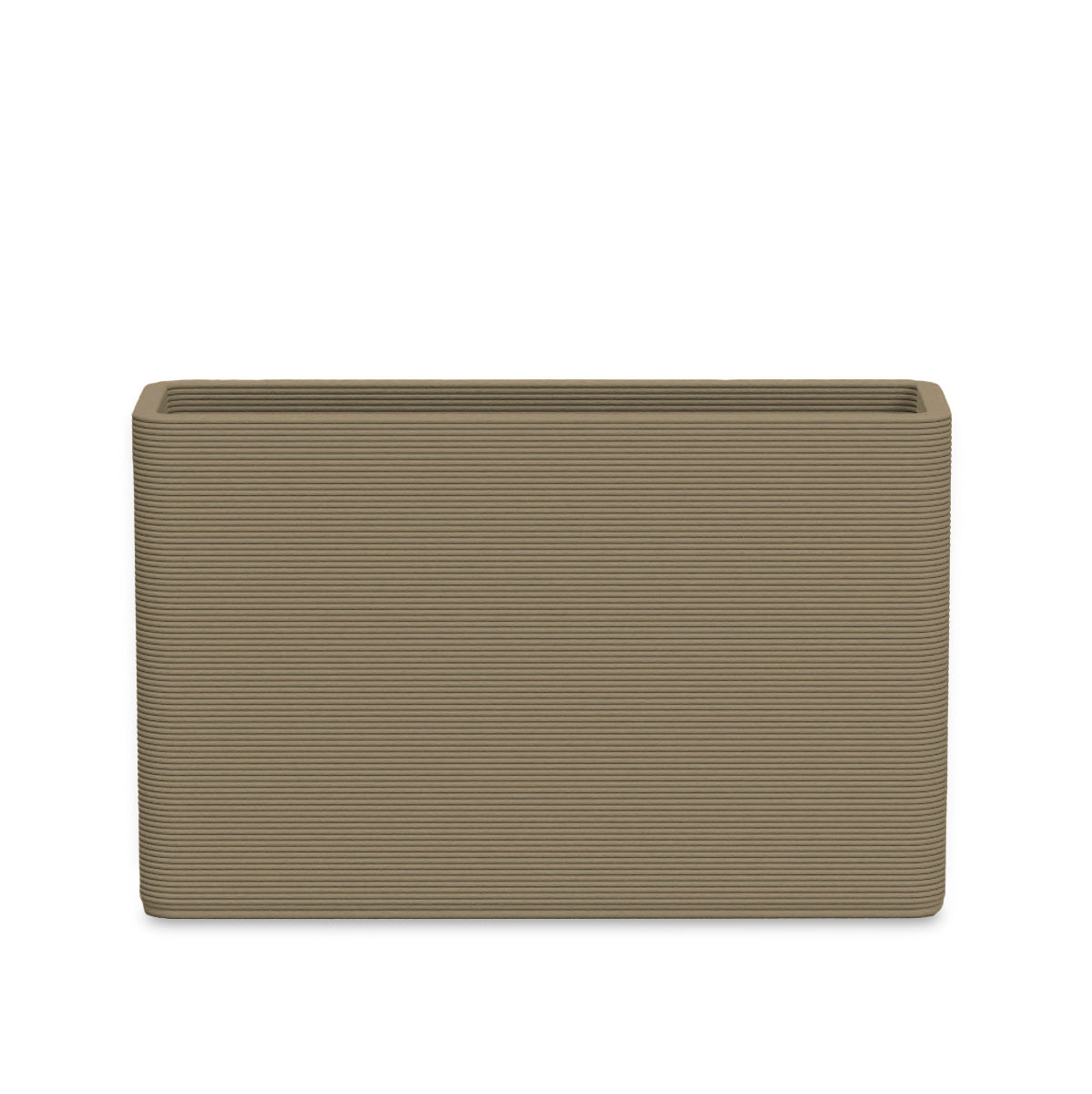 Avila Medium Rectangular Planter - Stacks - Savanna Clay - rectangular planter with fine horizontal ribbed texture, 3D printed concrete, modern minimal design