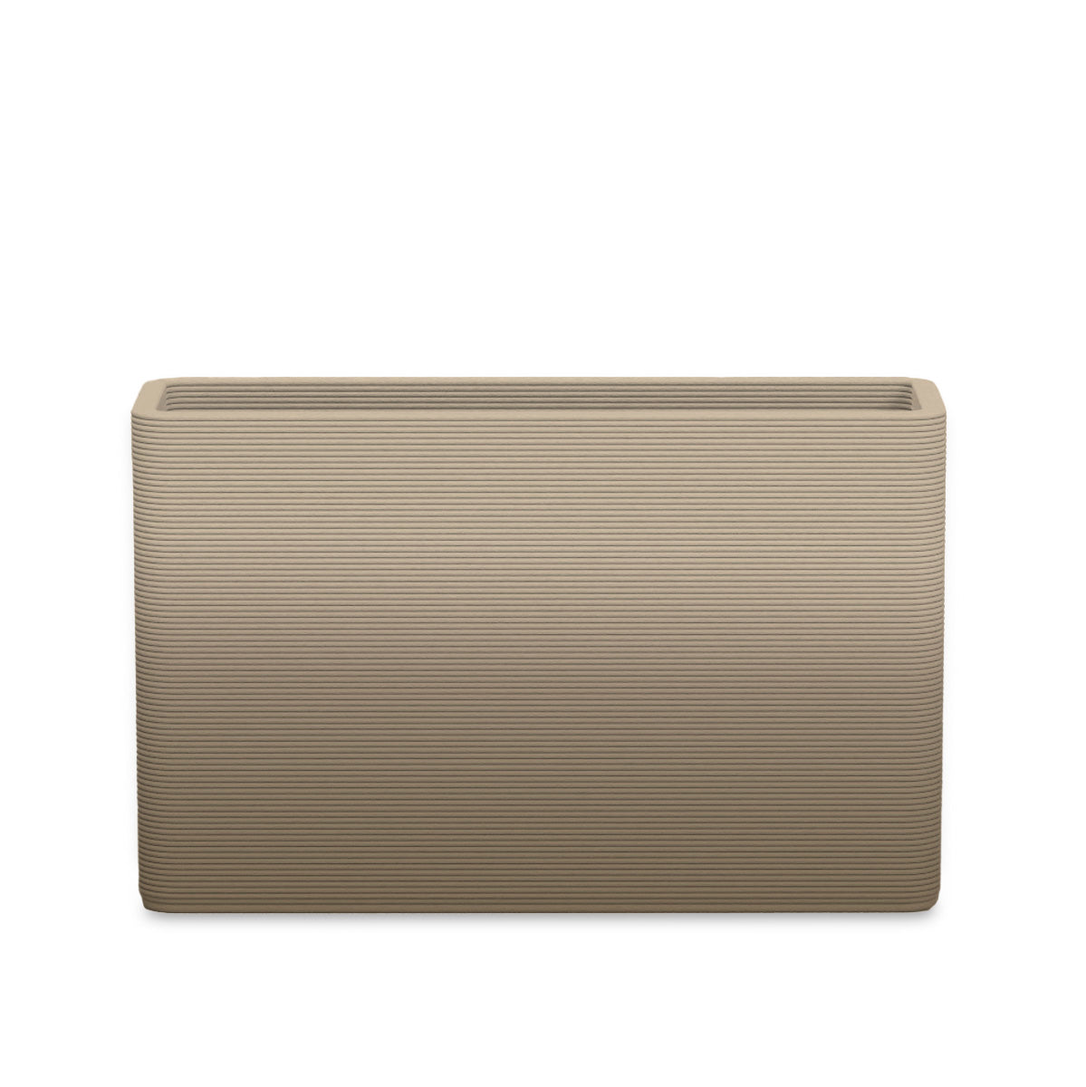 Avila Medium Rectangular Planter - Stacks - Savanna Clay OMB1 - rectangular planter with fine horizontal ribbed texture, 3D printed concrete, modern minimal design