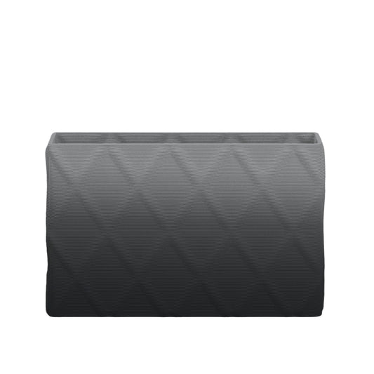 Avila Medium Rectangular Planter - Diamond 1 - Obsidian Night OMB1 - sculptural rectangular planter with faceted diamond relief texture, 3D printed concrete, modern artistic design
