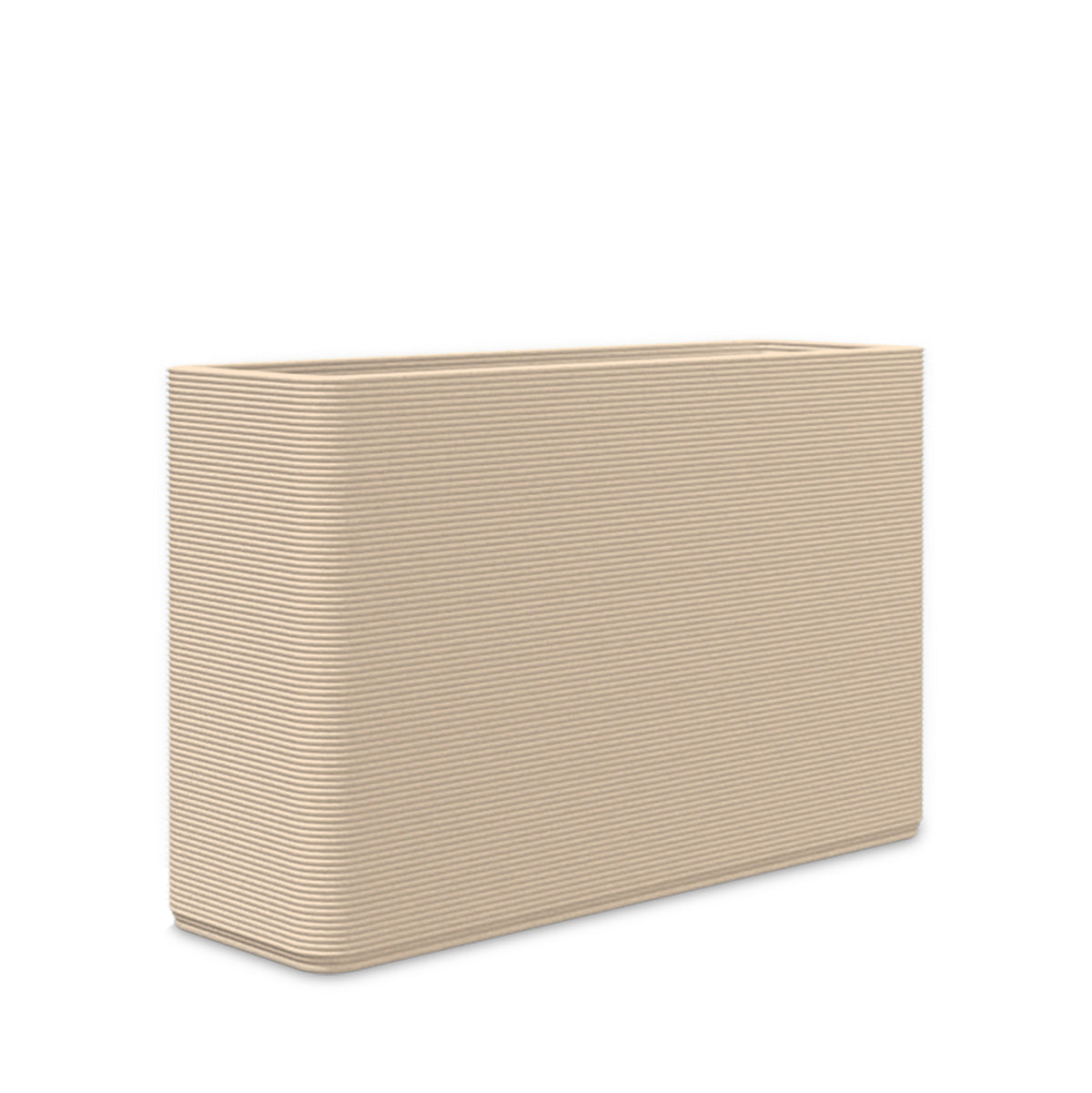 Avila Medium Rectangular Planter - Stacks - Desert Dawn - rectangular planter with fine horizontal ribbed texture, 3D printed concrete, modern minimal design