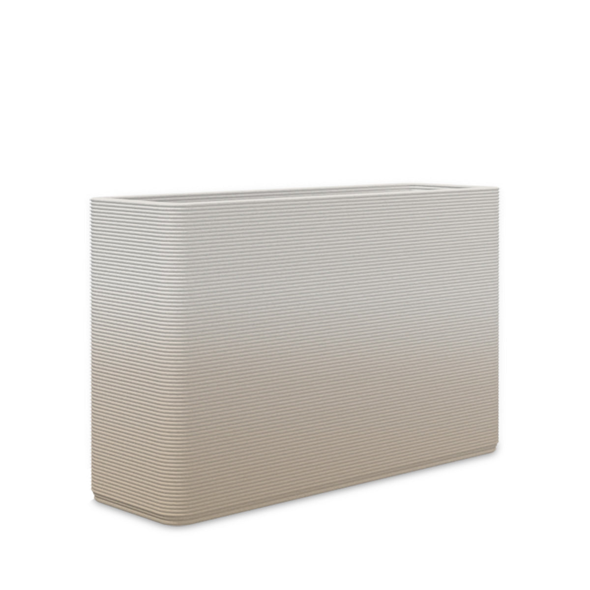 Avila Medium Rectangular Planter - Stacks - Desert Dawn OMB2 - rectangular planter with fine horizontal ribbed texture, 3D printed concrete, modern minimal design