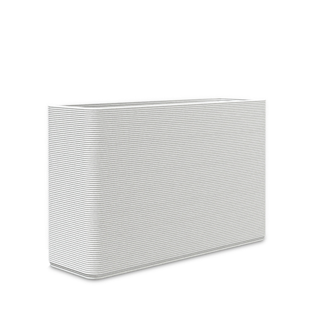 Avila Medium Rectangular Planter - Stacks - Glacial Mist - rectangular planter with fine horizontal ribbed texture, 3D printed concrete, modern minimal design