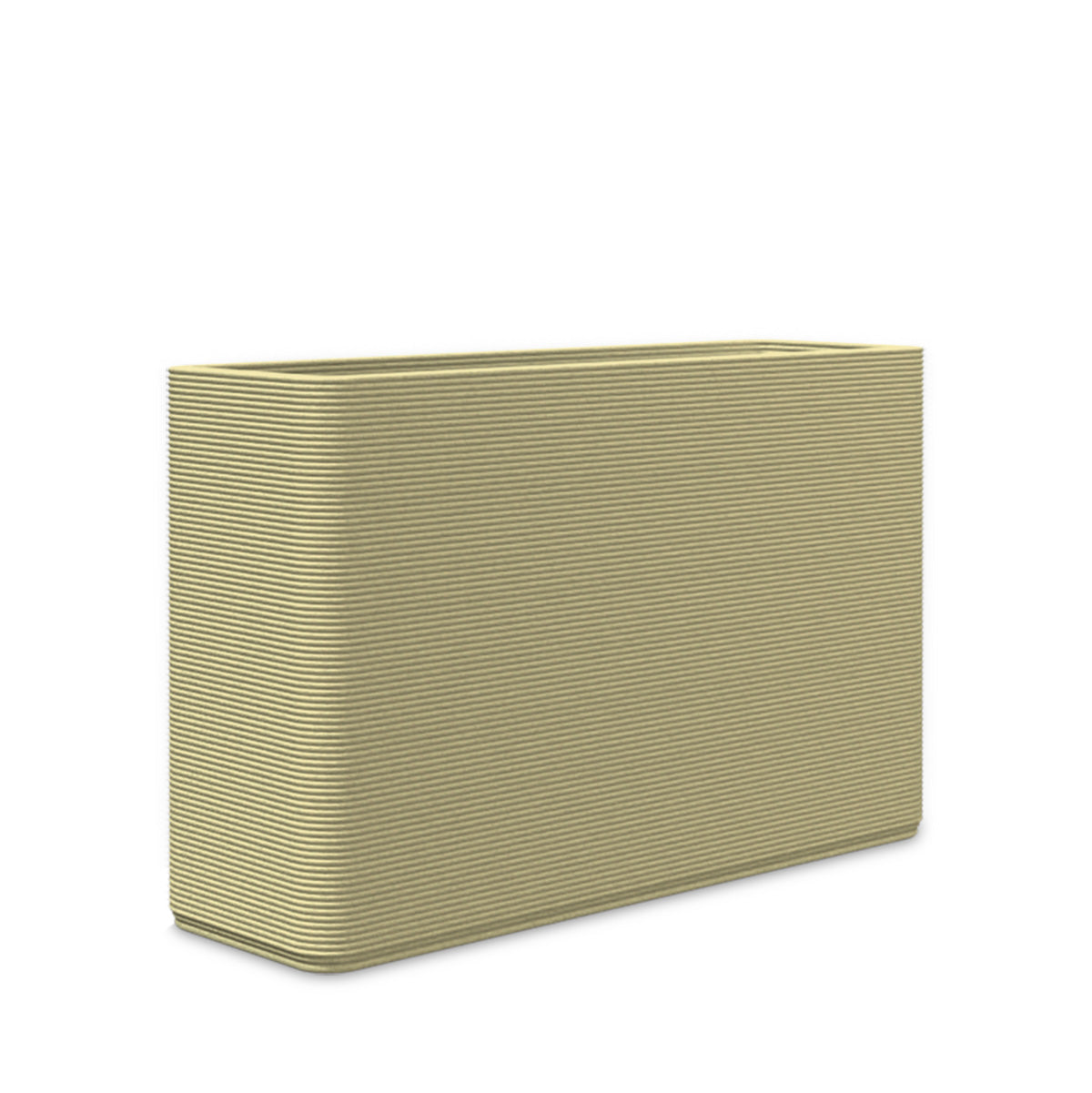 Avila Medium Rectangular Planter - Stacks - Golden Olive - rectangular planter with fine horizontal ribbed texture, 3D printed concrete, modern minimal design