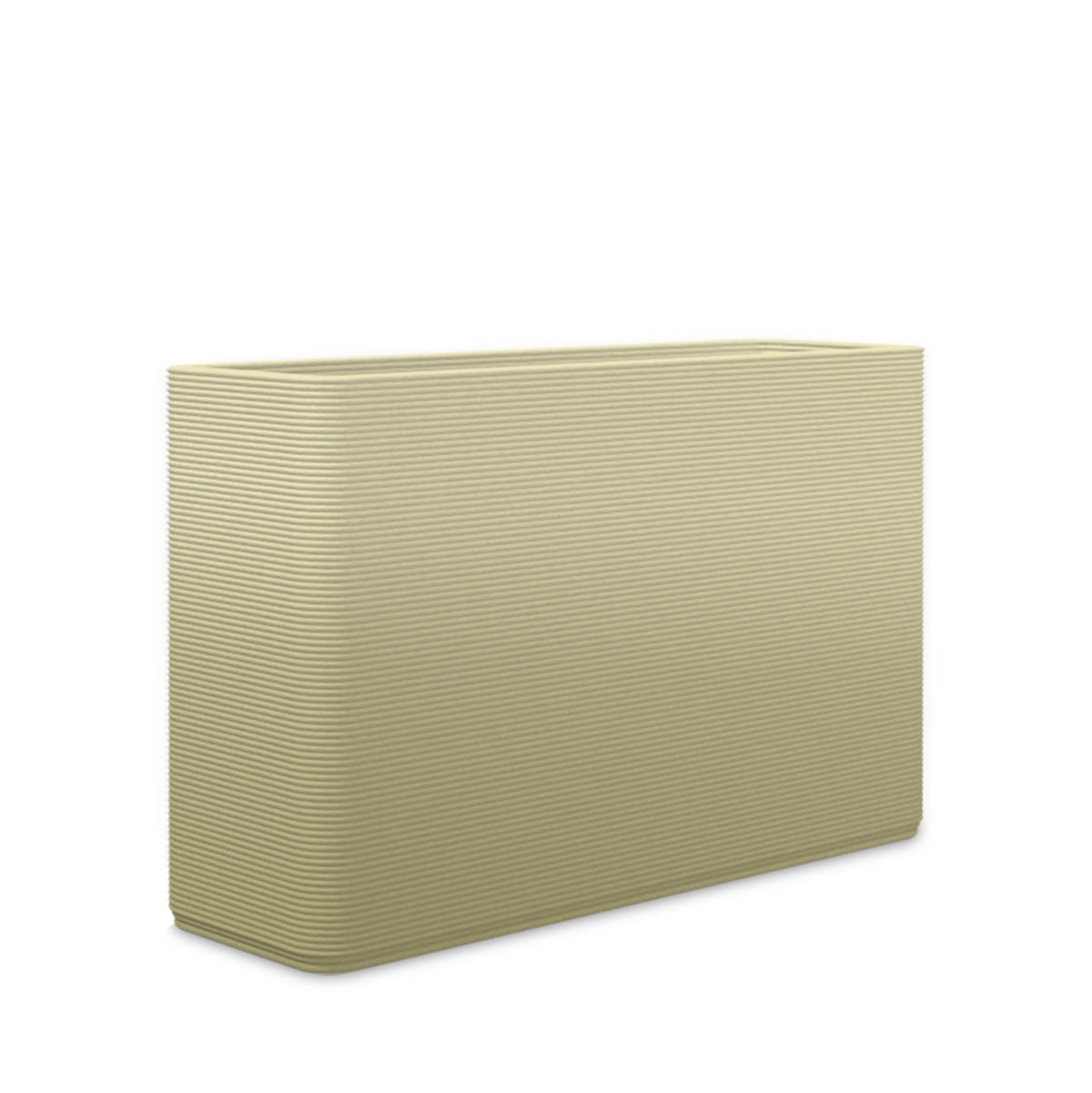 Avila Medium Rectangular Planter - Stacks - Golden Olive OMB1 - rectangular planter with fine horizontal ribbed texture, 3D printed concrete, modern minimal design