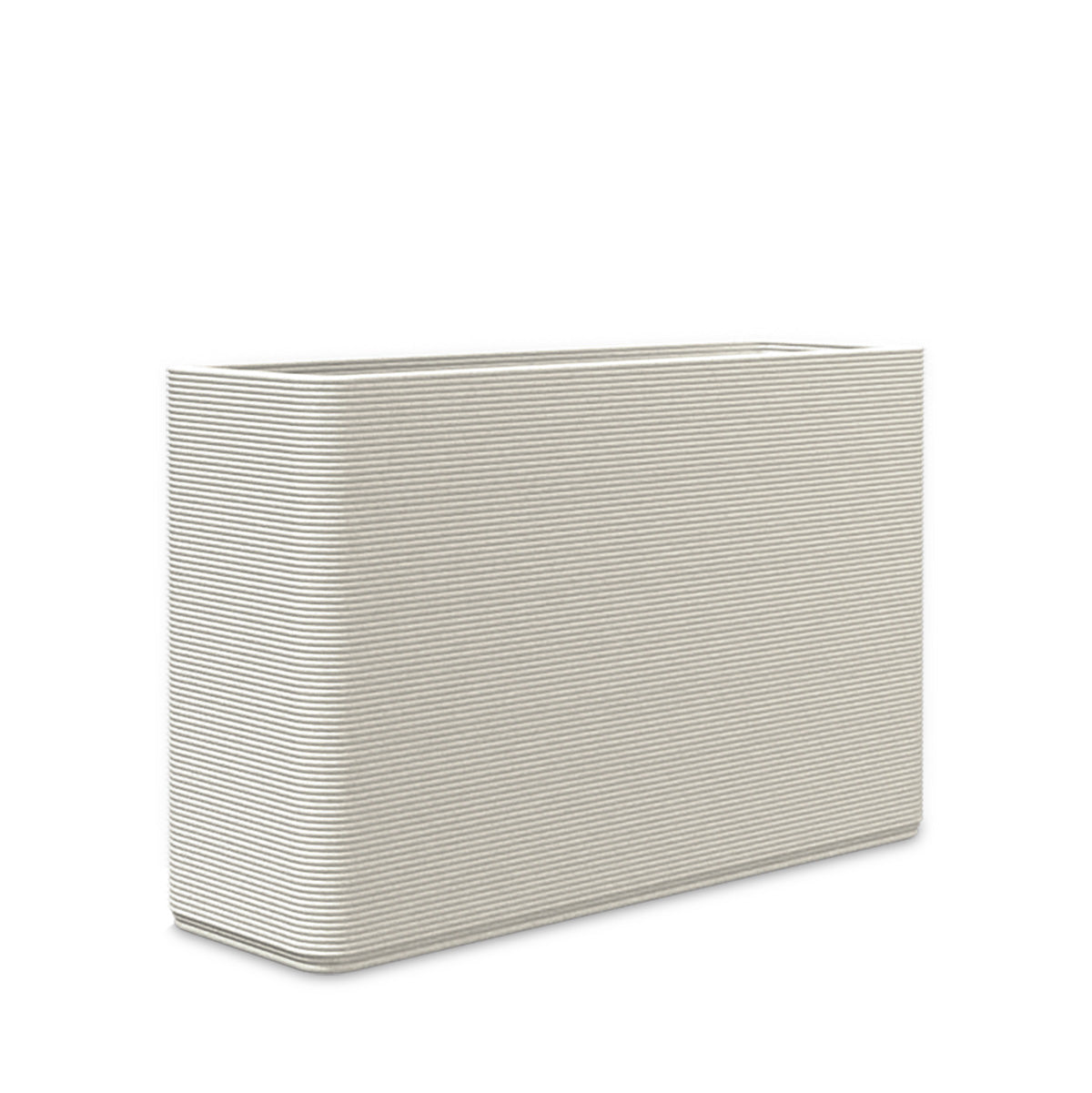 Avila Medium Rectangular Planter - Stacks - Limestone Veil - rectangular planter with fine horizontal ribbed texture, 3D printed concrete, modern minimal design
