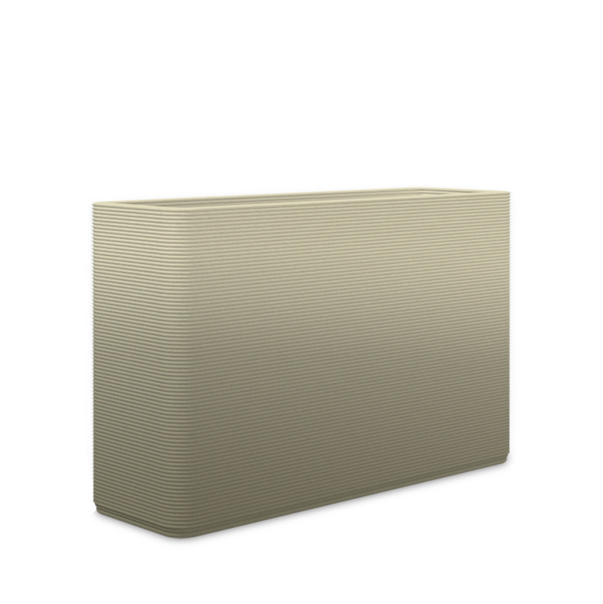 Avila Medium Rectangular Planter - Stacks - Mossy Glen OMB1 - rectangular planter with fine horizontal ribbed texture, 3D printed concrete, modern minimal design