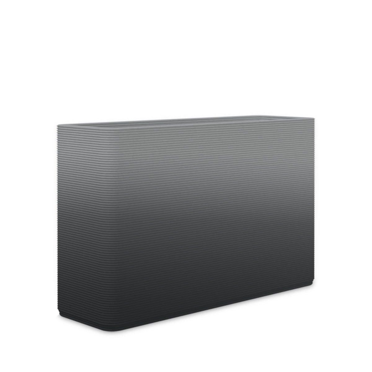 Avila Medium Rectangular Planter - Stacks - Obsidian Night OMB1 - rectangular planter with fine horizontal ribbed texture, 3D printed concrete, modern minimal design