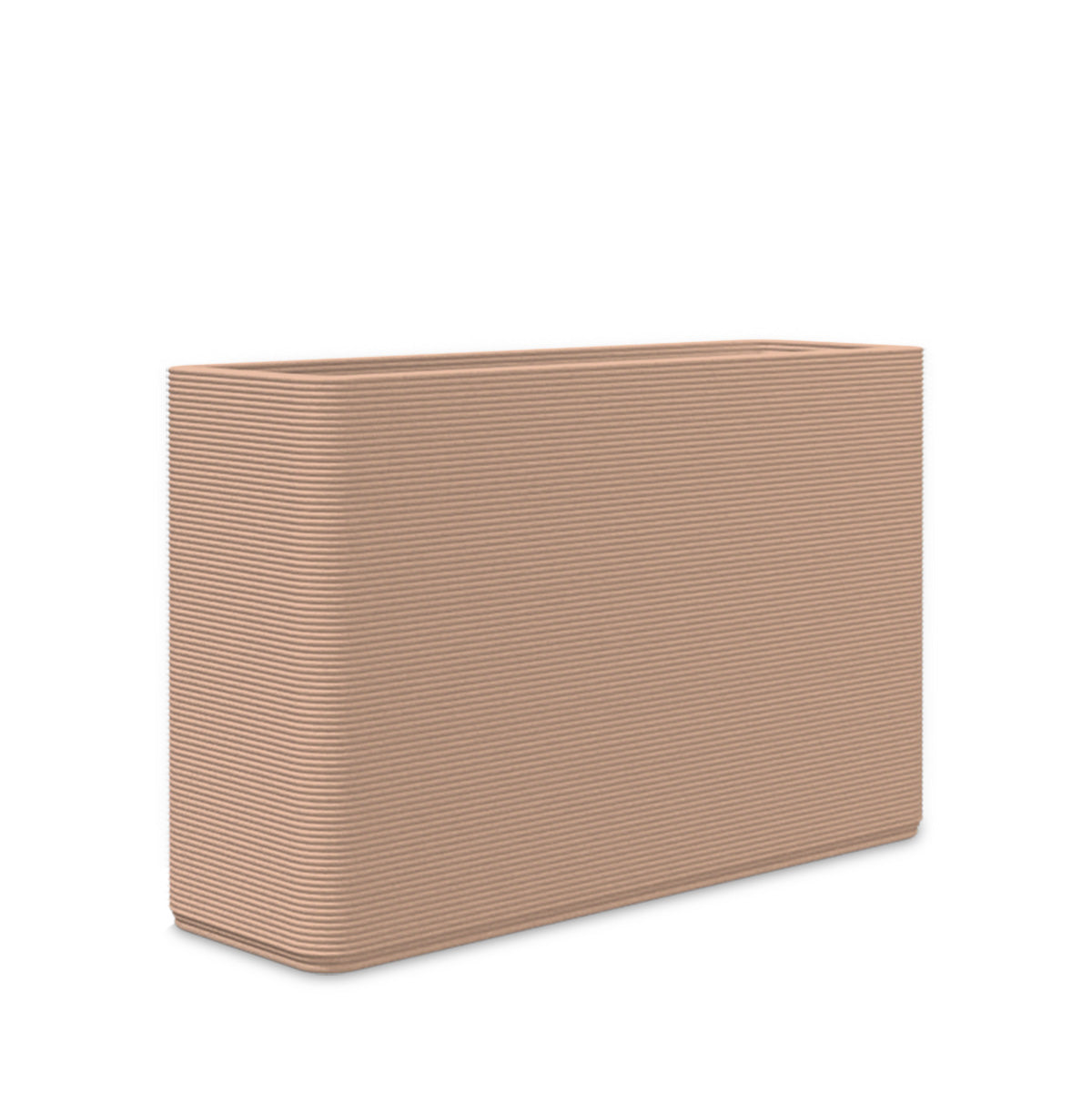 Avila Medium Rectangular Planter - Stacks - Sandy Bluff - rectangular planter with fine horizontal ribbed texture, 3D printed concrete, modern minimal design