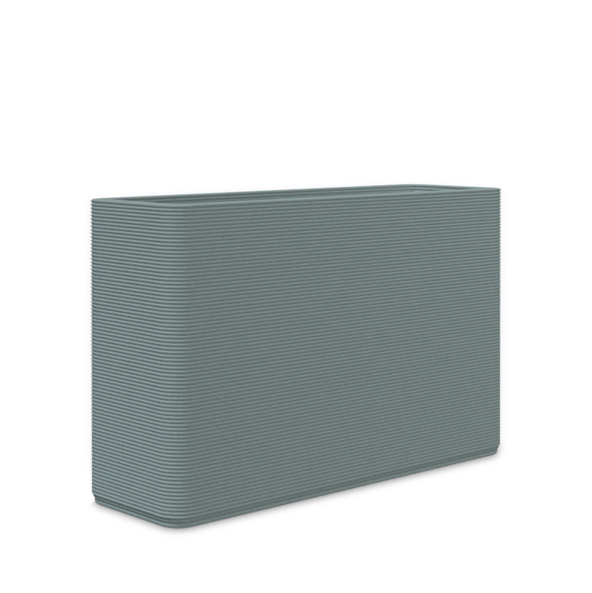 Avila Medium Rectangular Planter - Stacks - Seafoam Slate - rectangular planter with fine horizontal ribbed texture, 3D printed concrete, modern minimal design