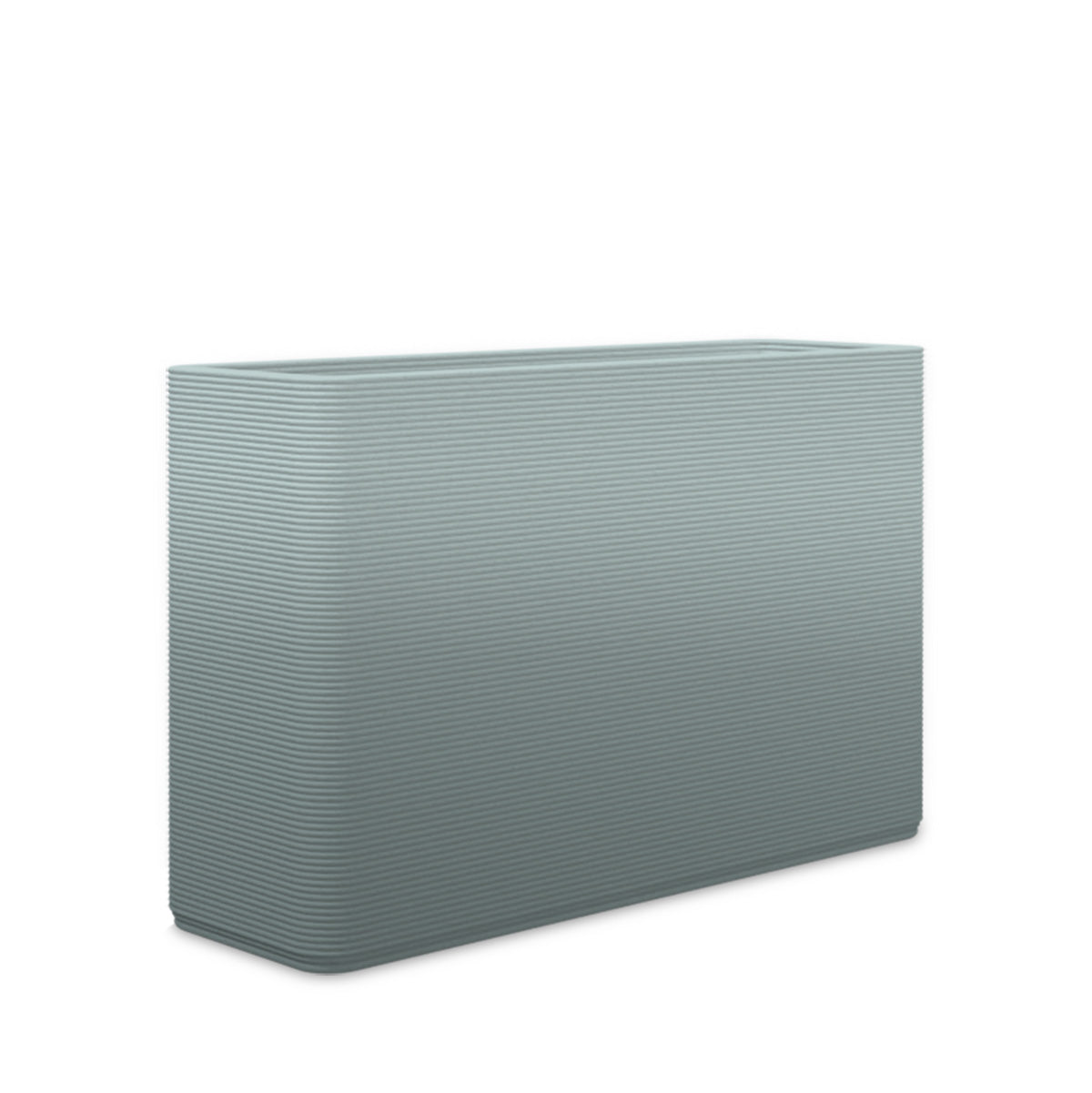 Avila Medium Rectangular Planter - Stacks - Seafoam Slate OMB1 - rectangular planter with fine horizontal ribbed texture, 3D printed concrete, modern minimal design