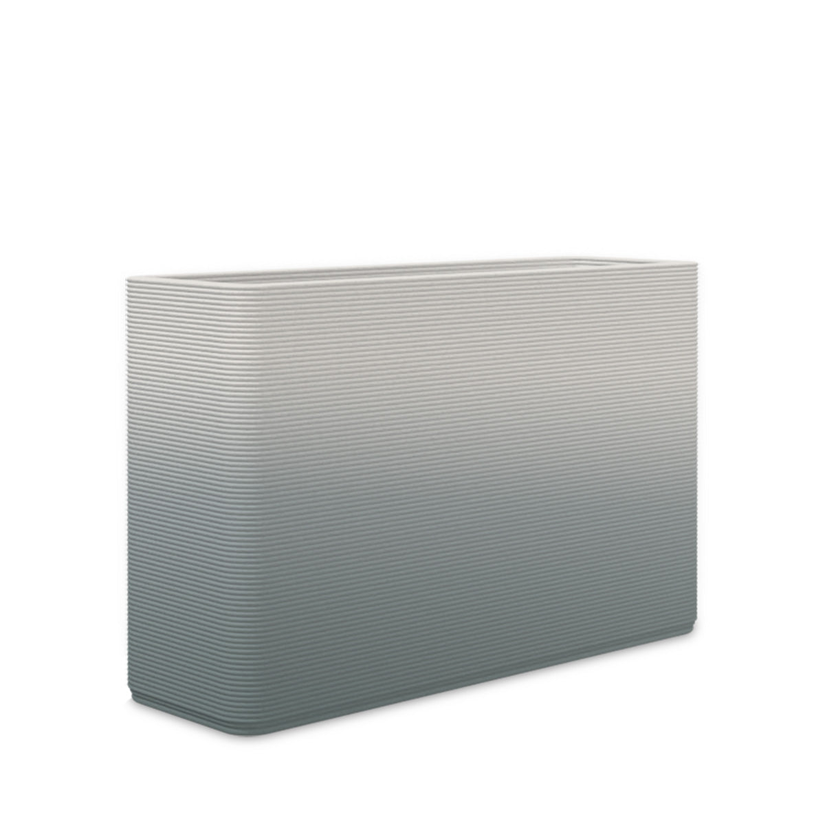 Avila Medium Rectangular Planter - Stacks - Seafoam Slate OMB2 - rectangular planter with fine horizontal ribbed texture, 3D printed concrete, modern minimal design