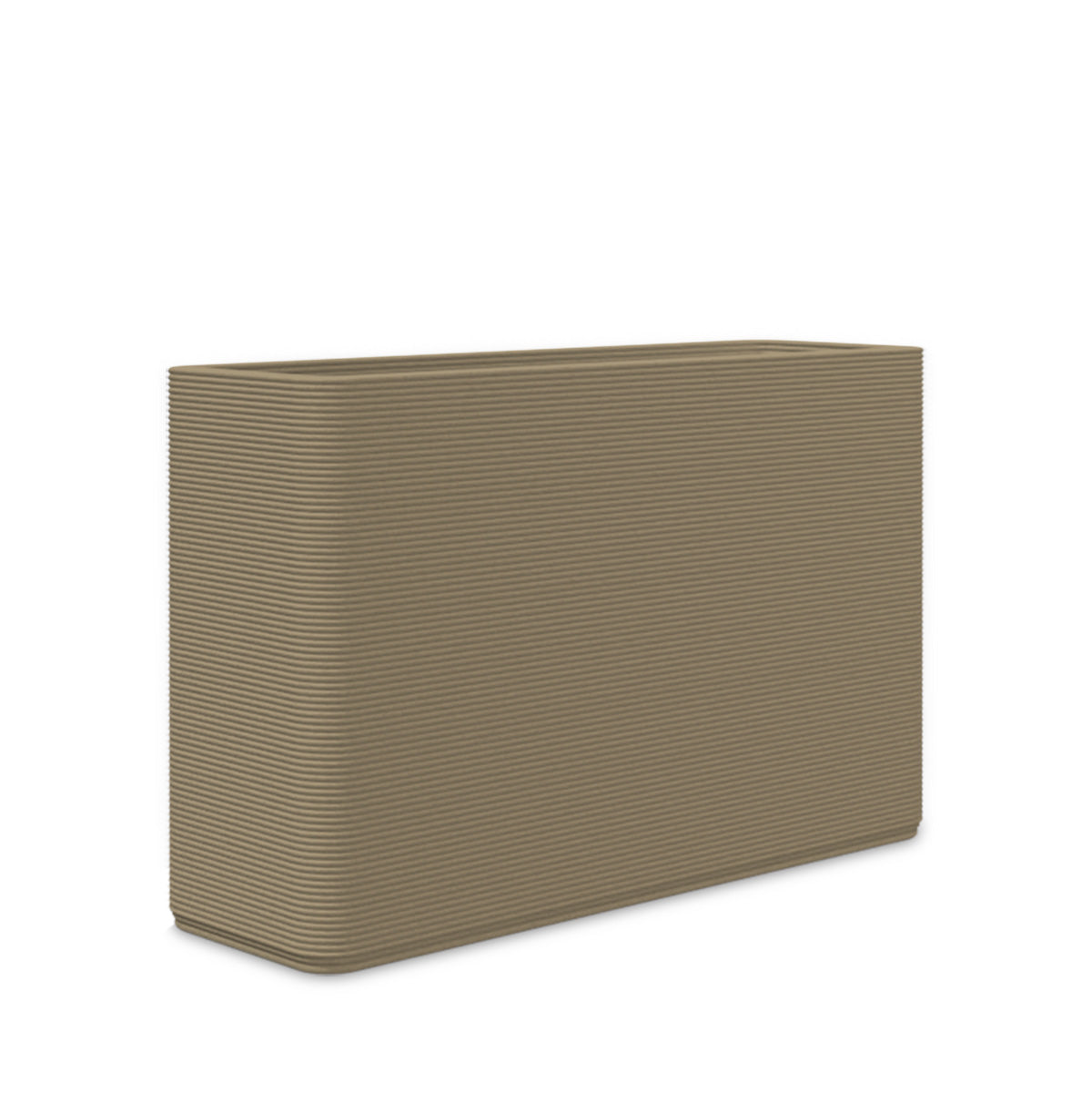 Avila Medium Rectangular Planter - Stacks - Savanna Clay - rectangular planter with fine horizontal ribbed texture, 3D printed concrete, modern minimal design