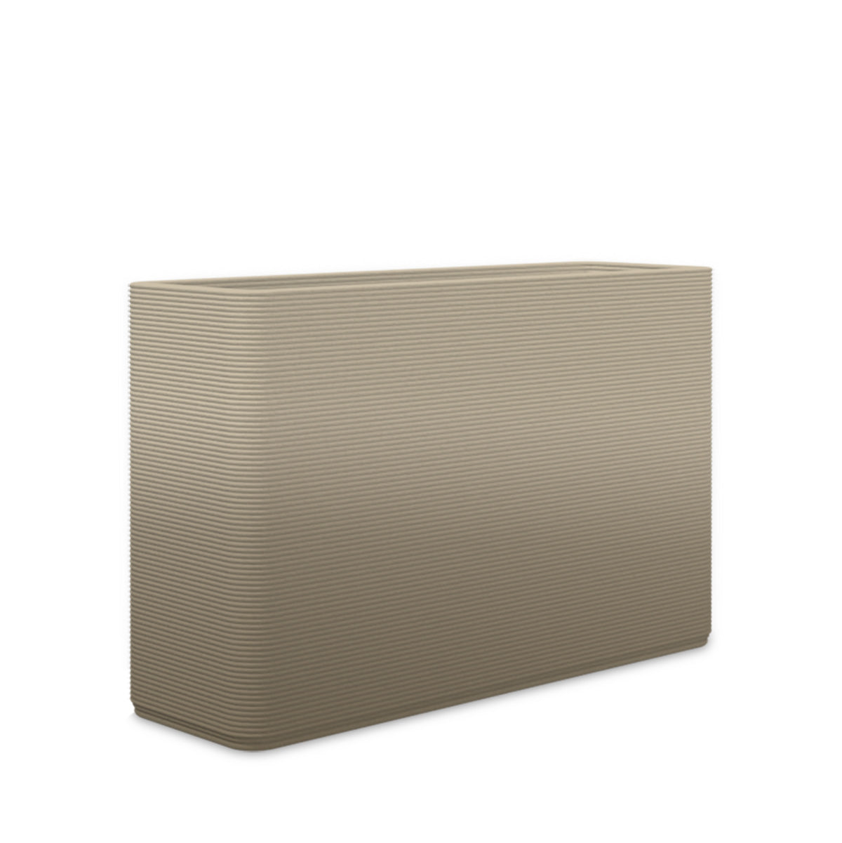 Avila Medium Rectangular Planter - Stacks - Savanna Clay OMB1 - rectangular planter with fine horizontal ribbed texture, 3D printed concrete, modern minimal design
