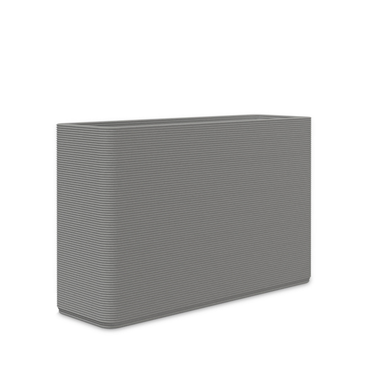 Avila Medium Rectangular Planter - Stacks - Silver Mist - rectangular planter with fine horizontal ribbed texture, 3D printed concrete, modern minimal design