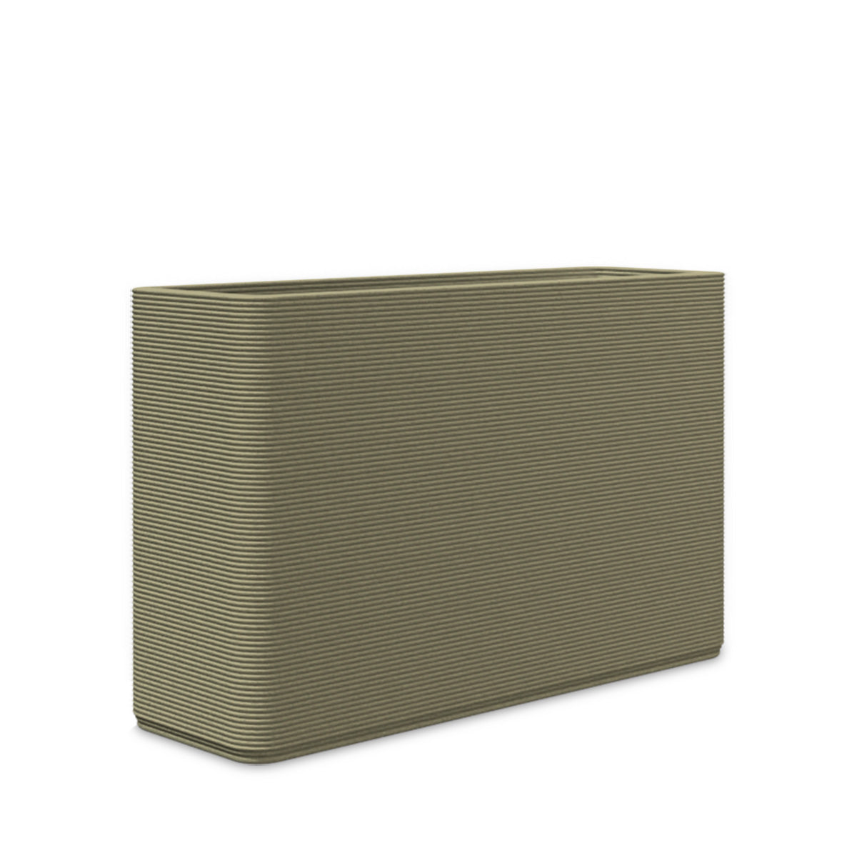 Avila Medium Rectangular Planter - Stacks - Mossy Glen - rectangular planter with fine horizontal ribbed texture, 3D printed concrete, modern minimal design
