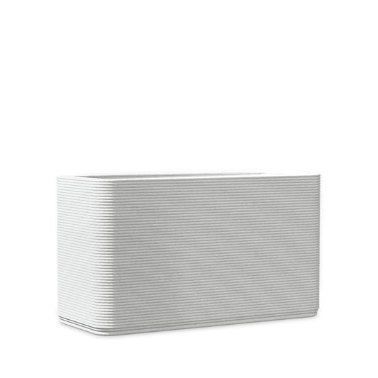 Avila Small Rectangular Planter - Stacks - Glacial Mist - rectangular planter with fine horizontal ribbed texture, 3D printed concrete, modern minimal design