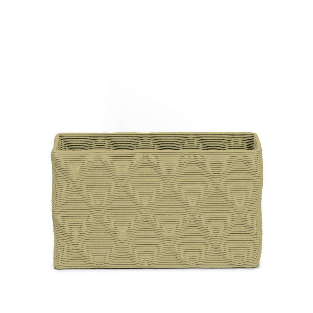 Avila Small Rectangular Planter - Diamond 1 - Golden Olive - sculptural rectangular planter with faceted diamond relief texture, 3D printed concrete, modern artistic design
