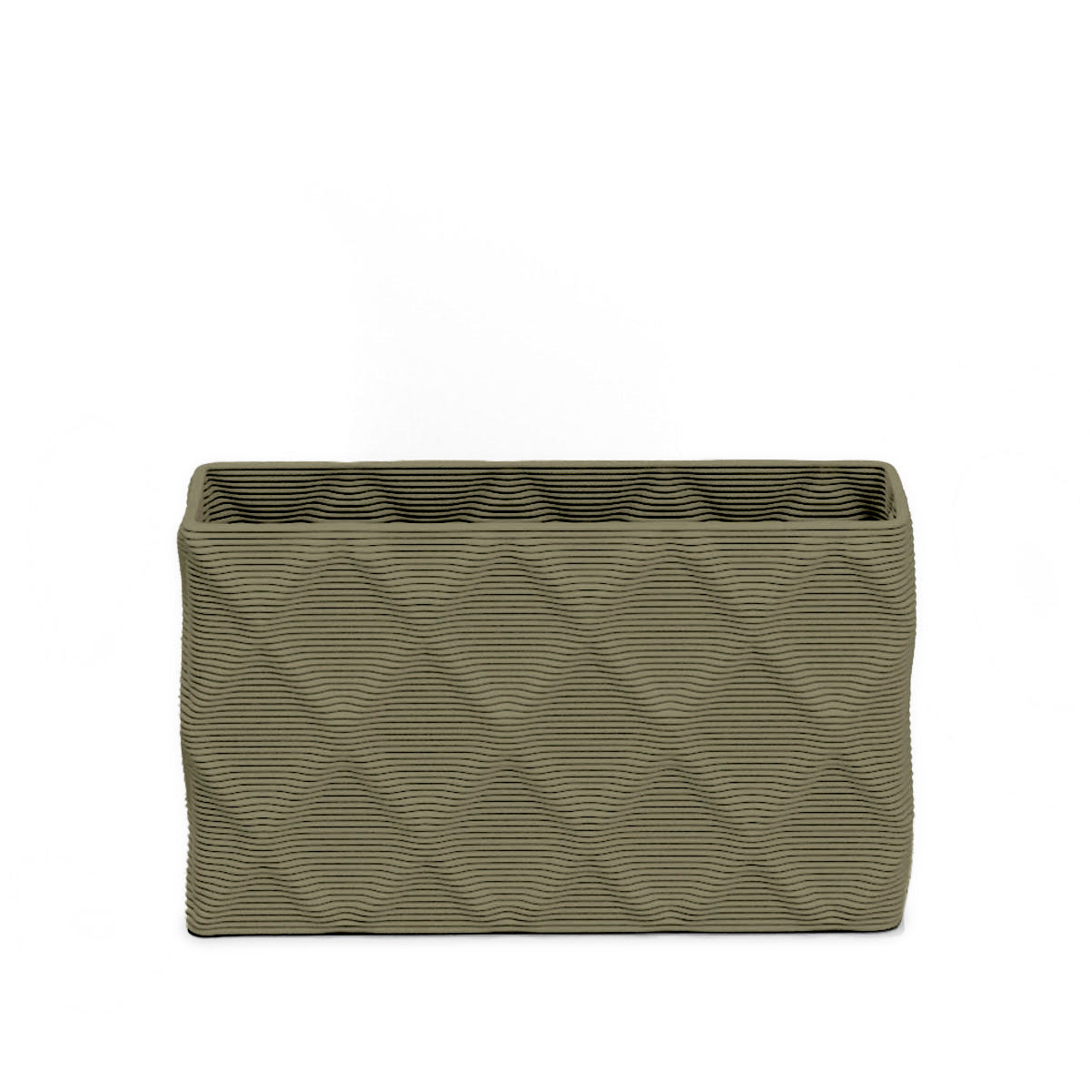 Avila Small Rectangular Planter - Diamond 1 - Mossy Glen - sculptural rectangular planter with faceted diamond relief texture, 3D printed concrete, modern artistic design