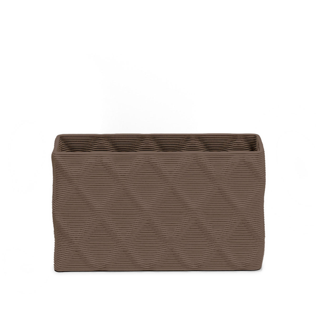 Avila Small Rectangular Planter - Diamond 1 - Riverbed Earth - sculptural rectangular planter with faceted diamond relief texture, 3D printed concrete, modern artistic design