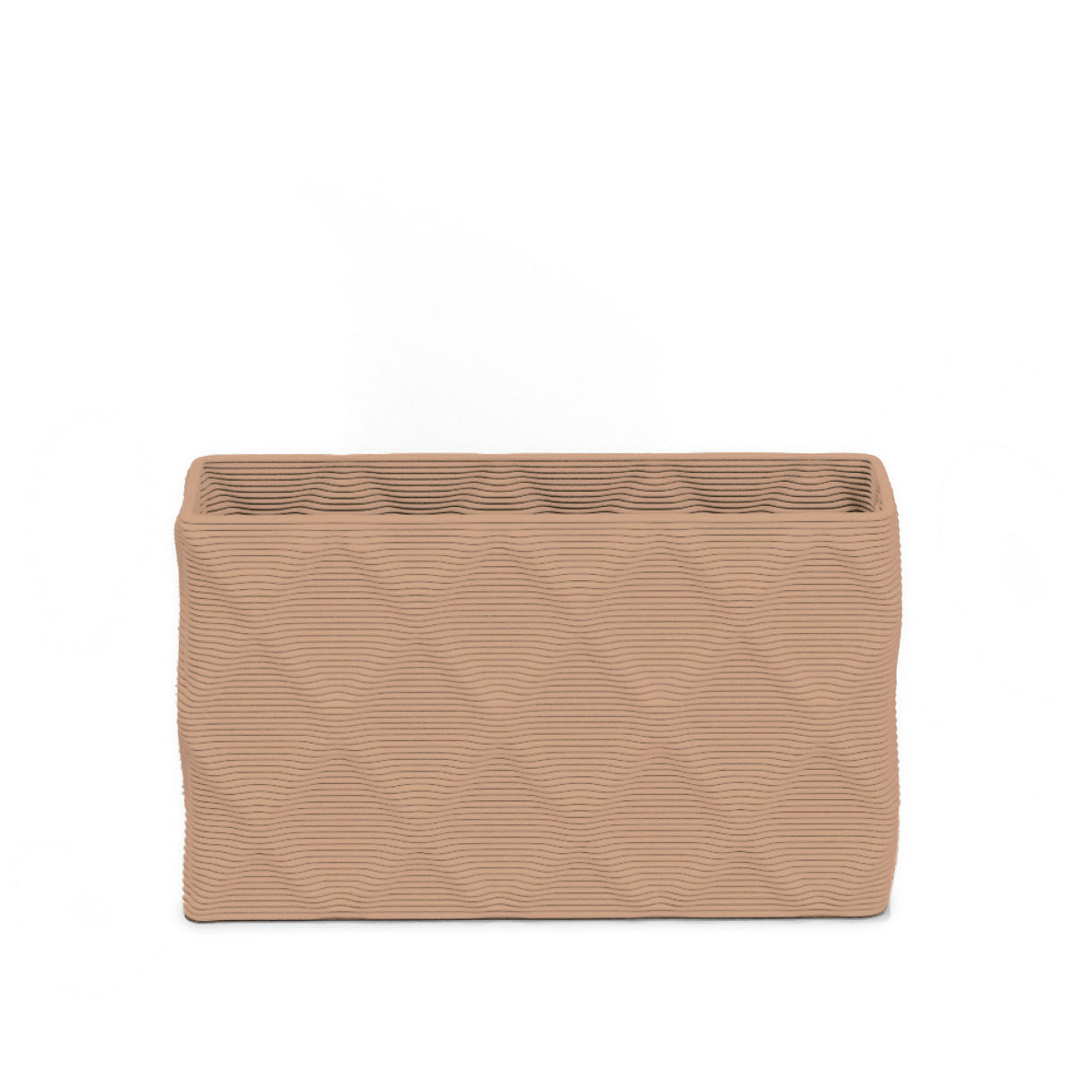 Avila Small Rectangular Planter - Diamond 1 - Sandy Bluff - sculptural rectangular planter with faceted diamond relief texture, 3D printed concrete, modern artistic design