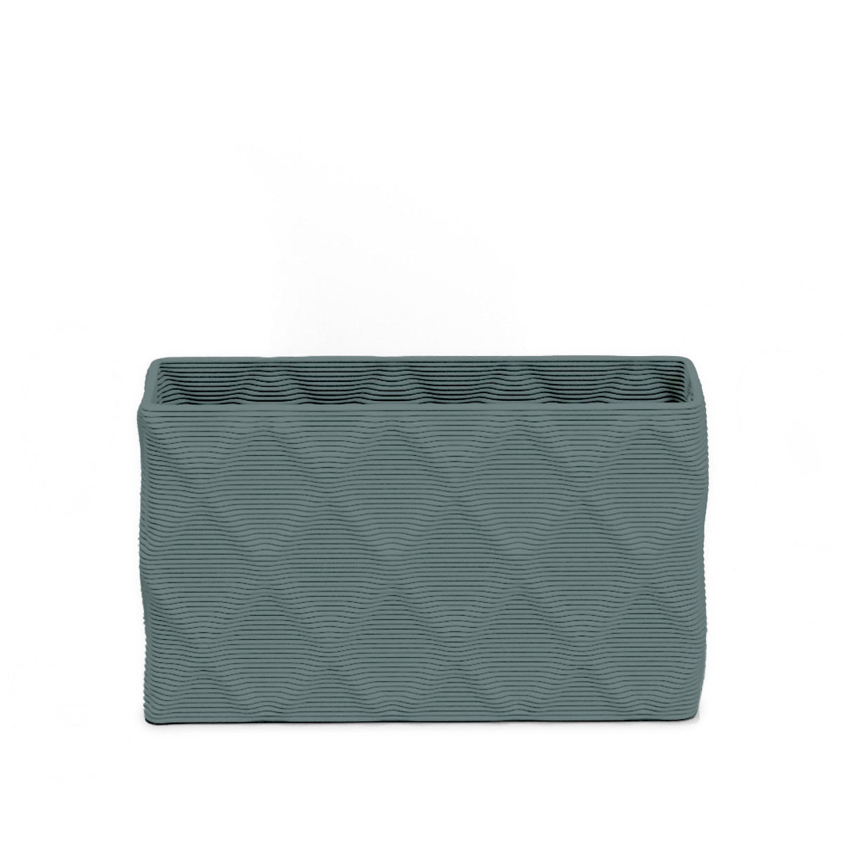 Avila Small Rectangular Planter - Diamond 1 - Seafoam Slate - sculptural rectangular planter with faceted diamond relief texture, 3D printed concrete, modern artistic design
