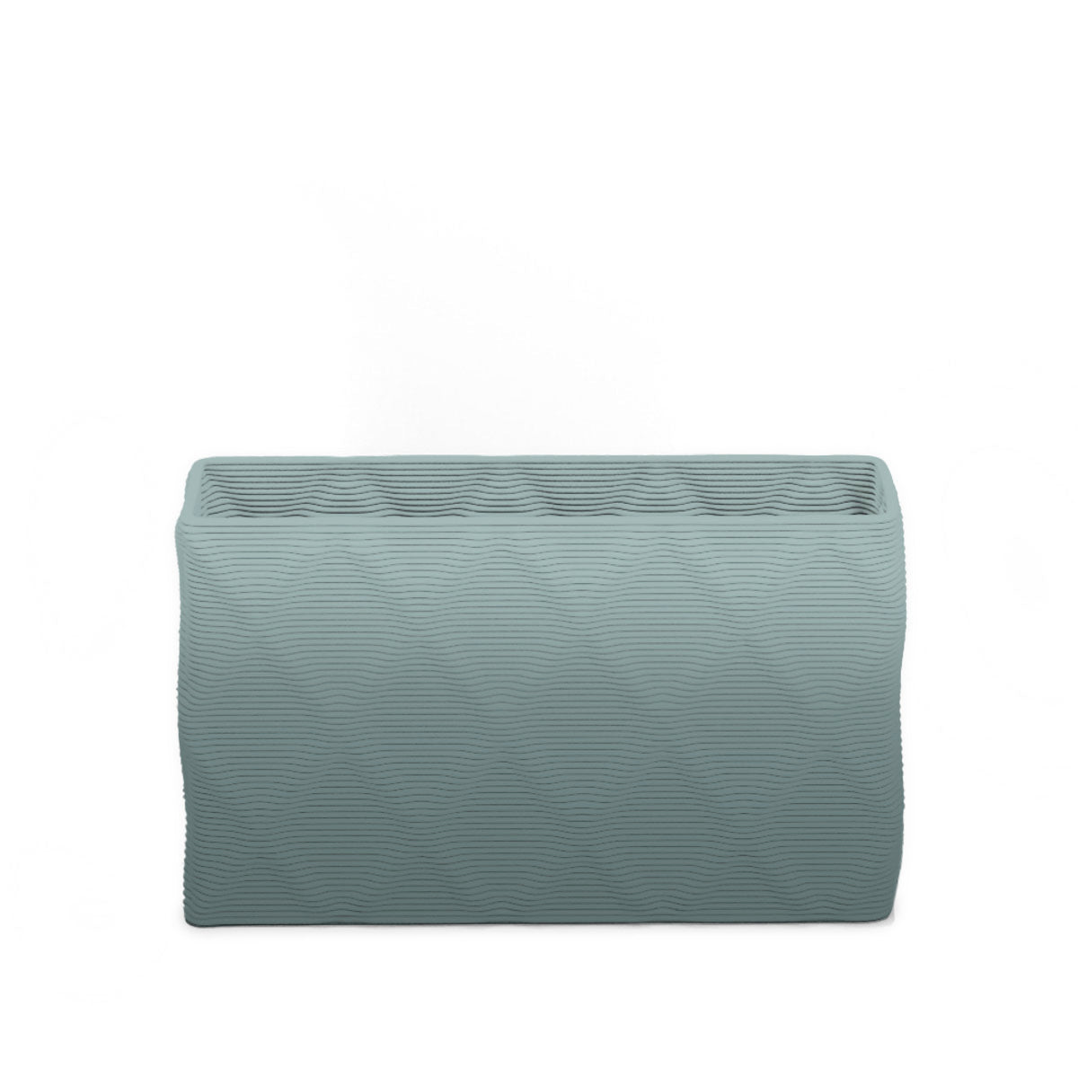 Avila Small Rectangular Planter - Diamond 1 - Seafoam Slate OMB1 - sculptural rectangular planter with faceted diamond relief texture, 3D printed concrete, modern artistic design