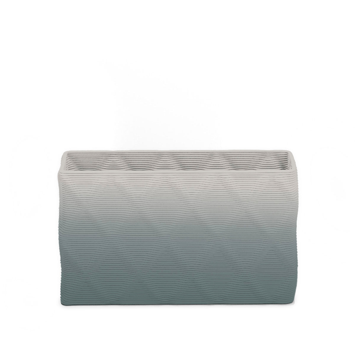 Avila Small Rectangular Planter - Diamond 1 - Seafoam Slate OMB2 - sculptural rectangular planter with faceted diamond relief texture, 3D printed concrete, modern artistic design